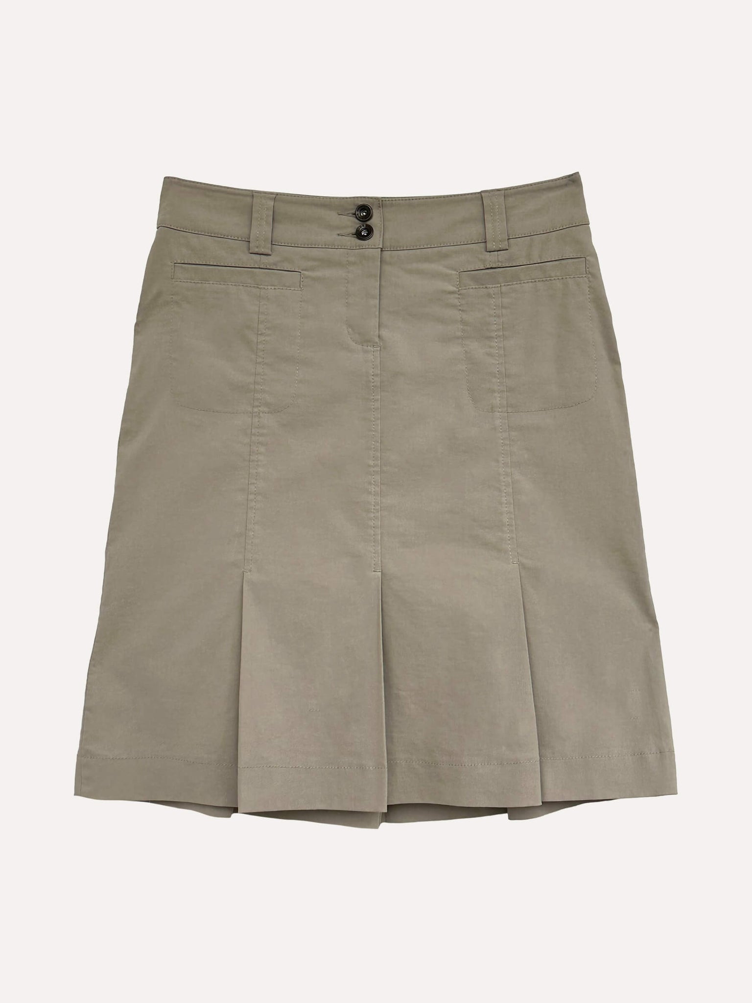 Vintage Khaki Pleated Midi Skirt | S/6