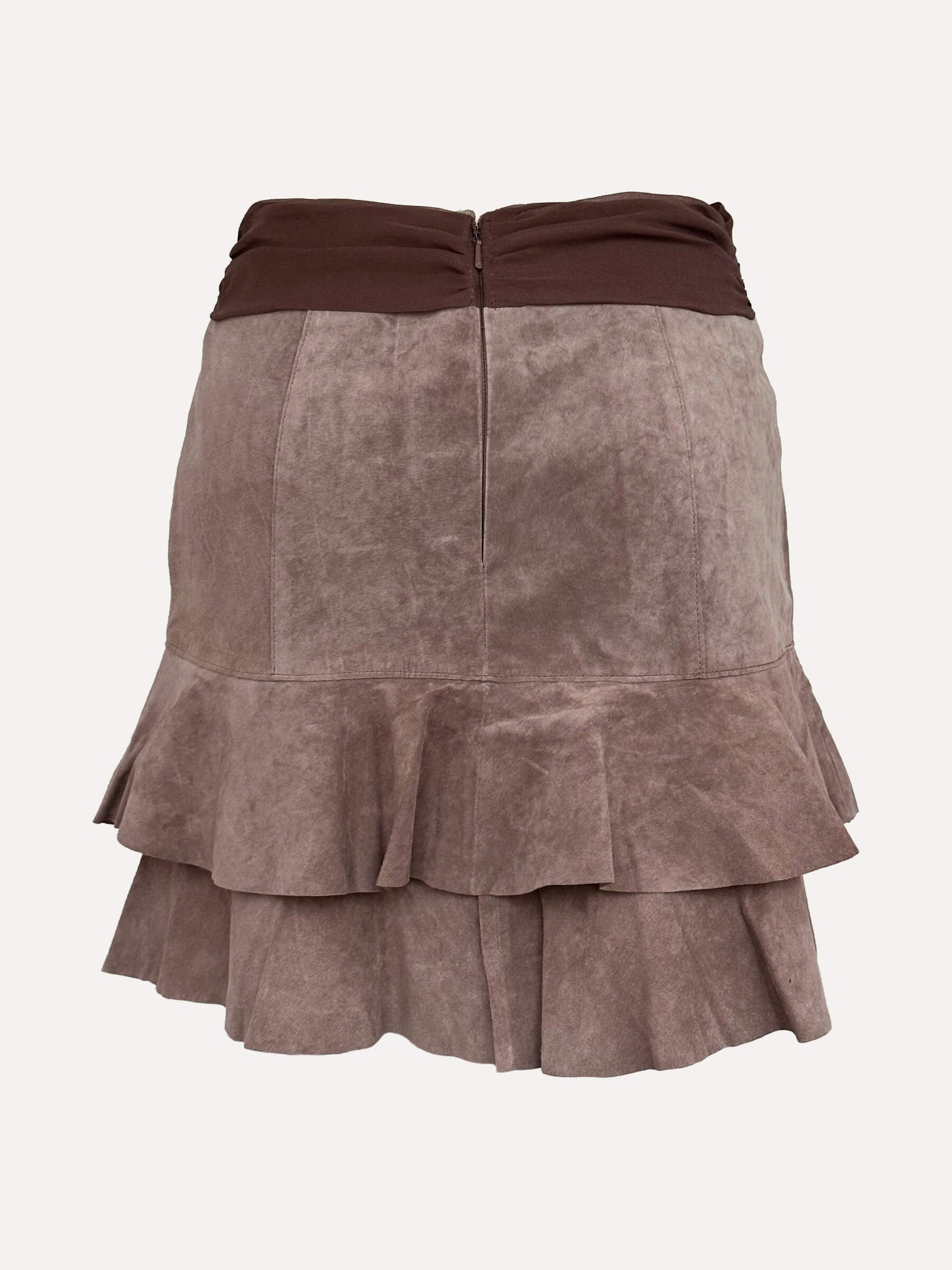 Vintage BEBE Leather Ruffle Skirt | XS