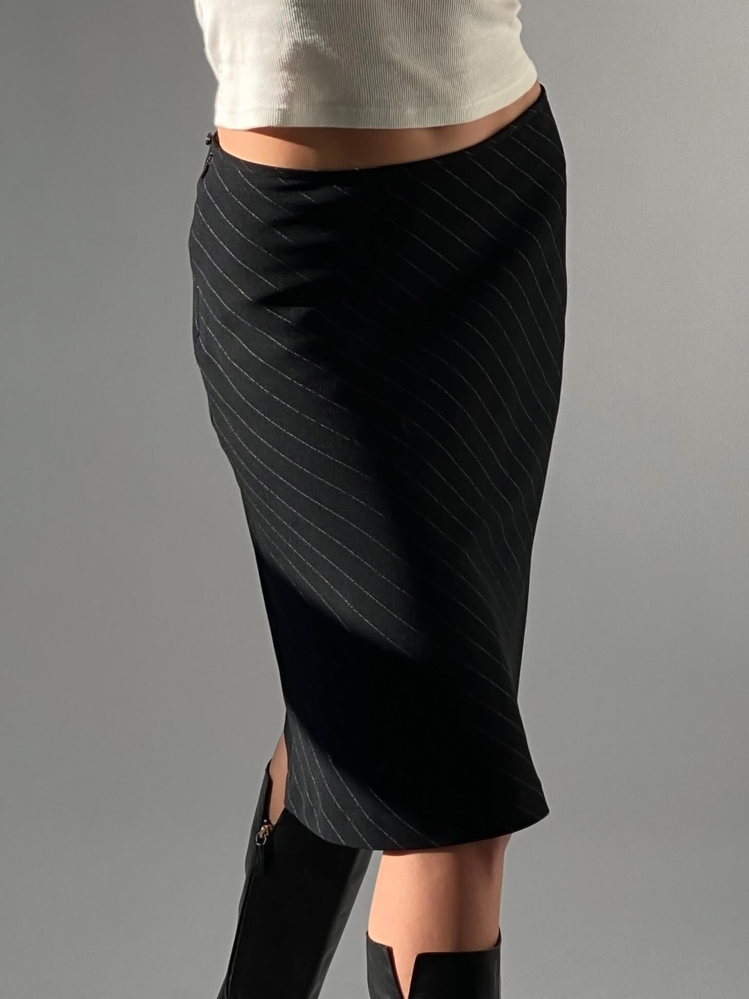 Vintage Pinstripe Midi Skirt | 5/S