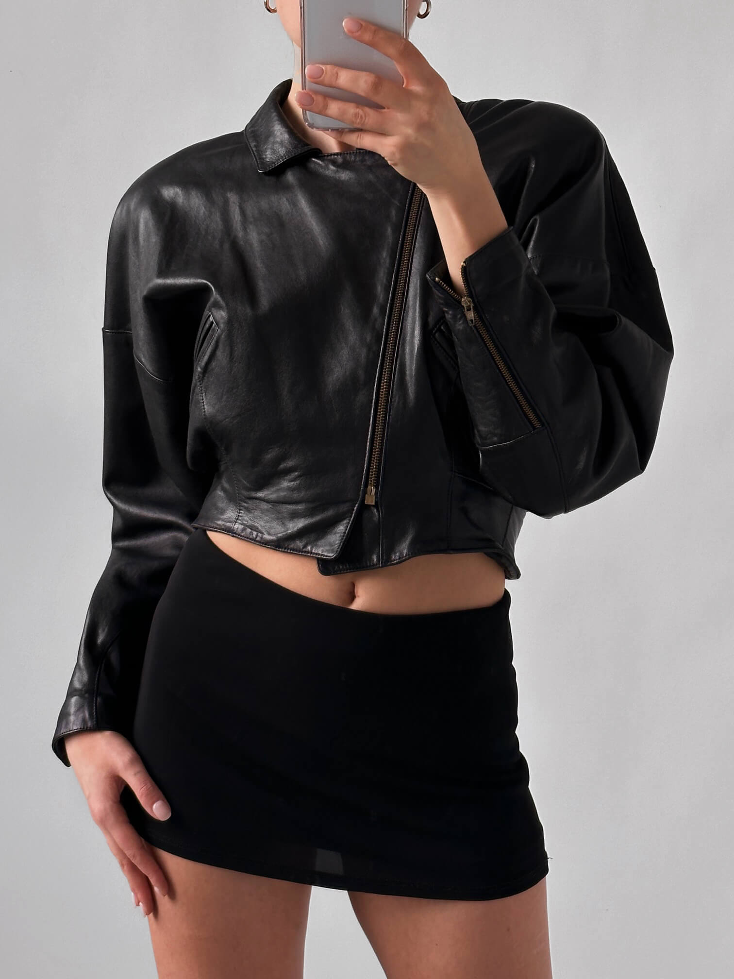 Vintage Padded Shoulder Leather Shortie | XS/S