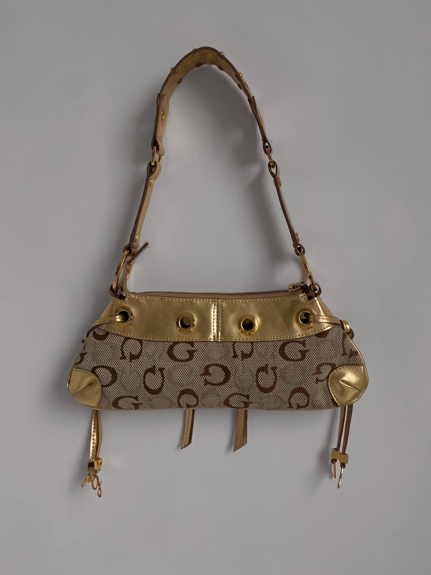 Vintage GUESS Gold Monogram Shoulder Bag
