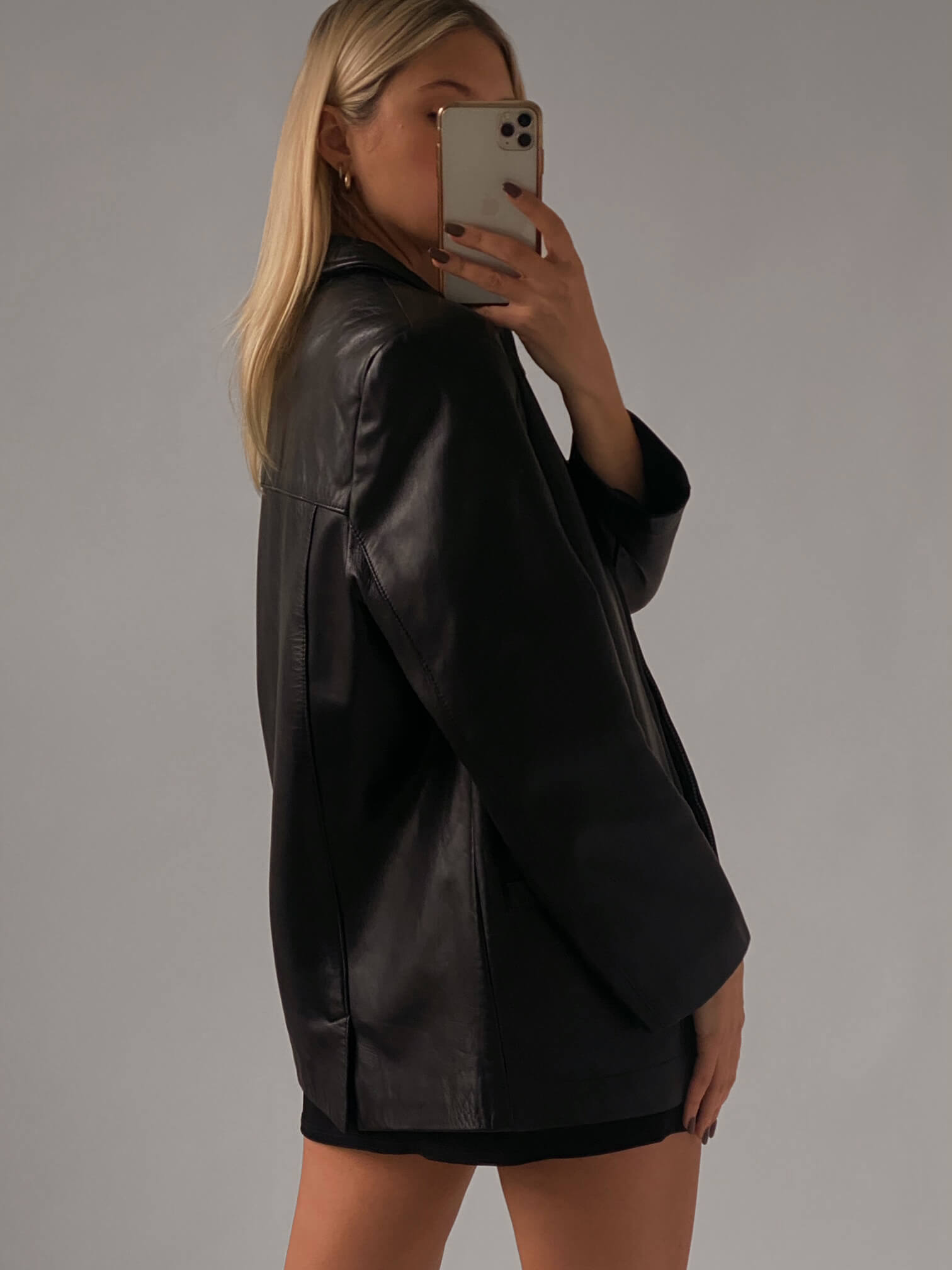 Vintage Oversized Reverse Zipper Straight Leather Jacket| XS-L