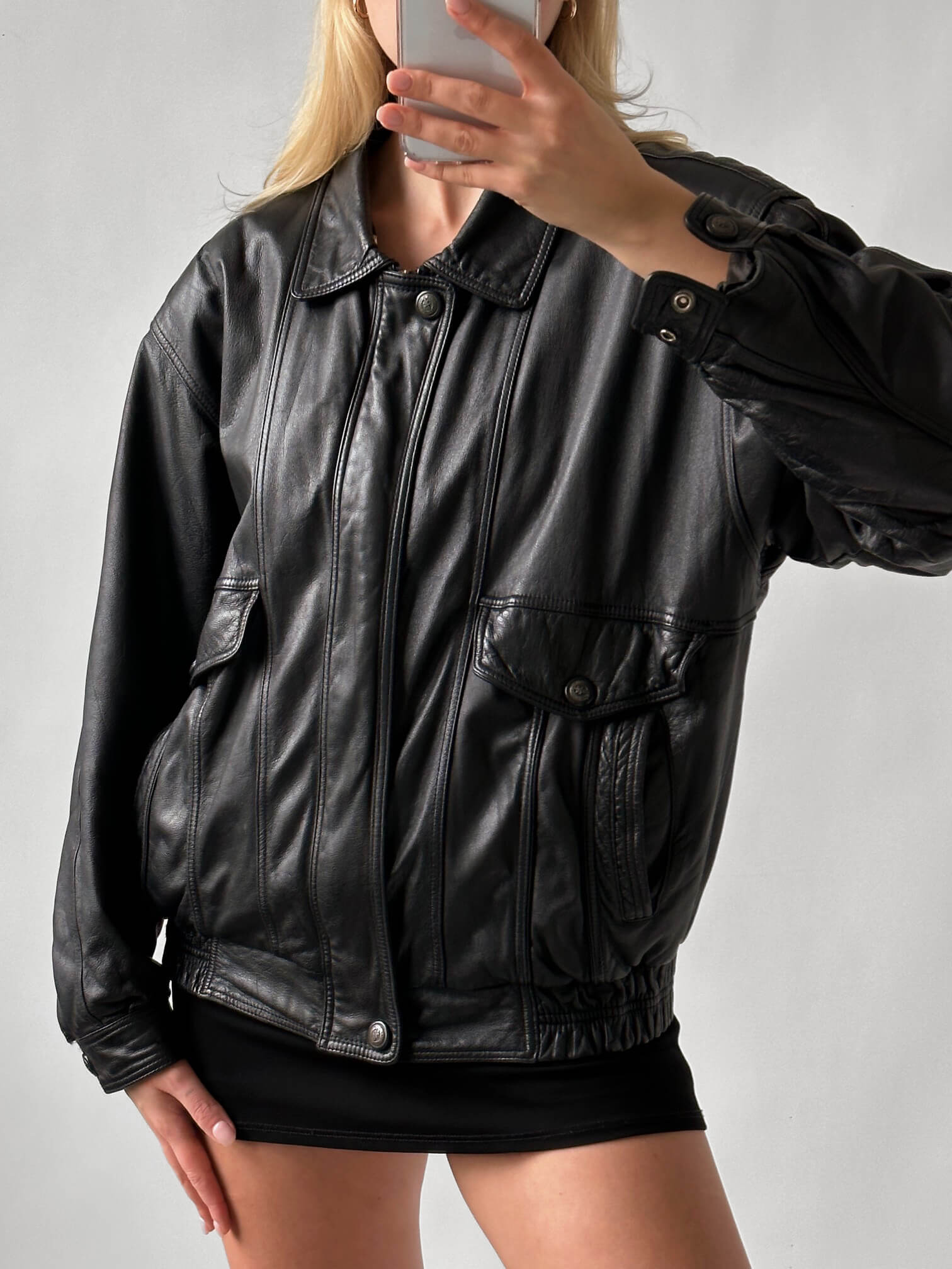 Vintage YEKE Oversized Leather Bomber Jacket | XS-XL