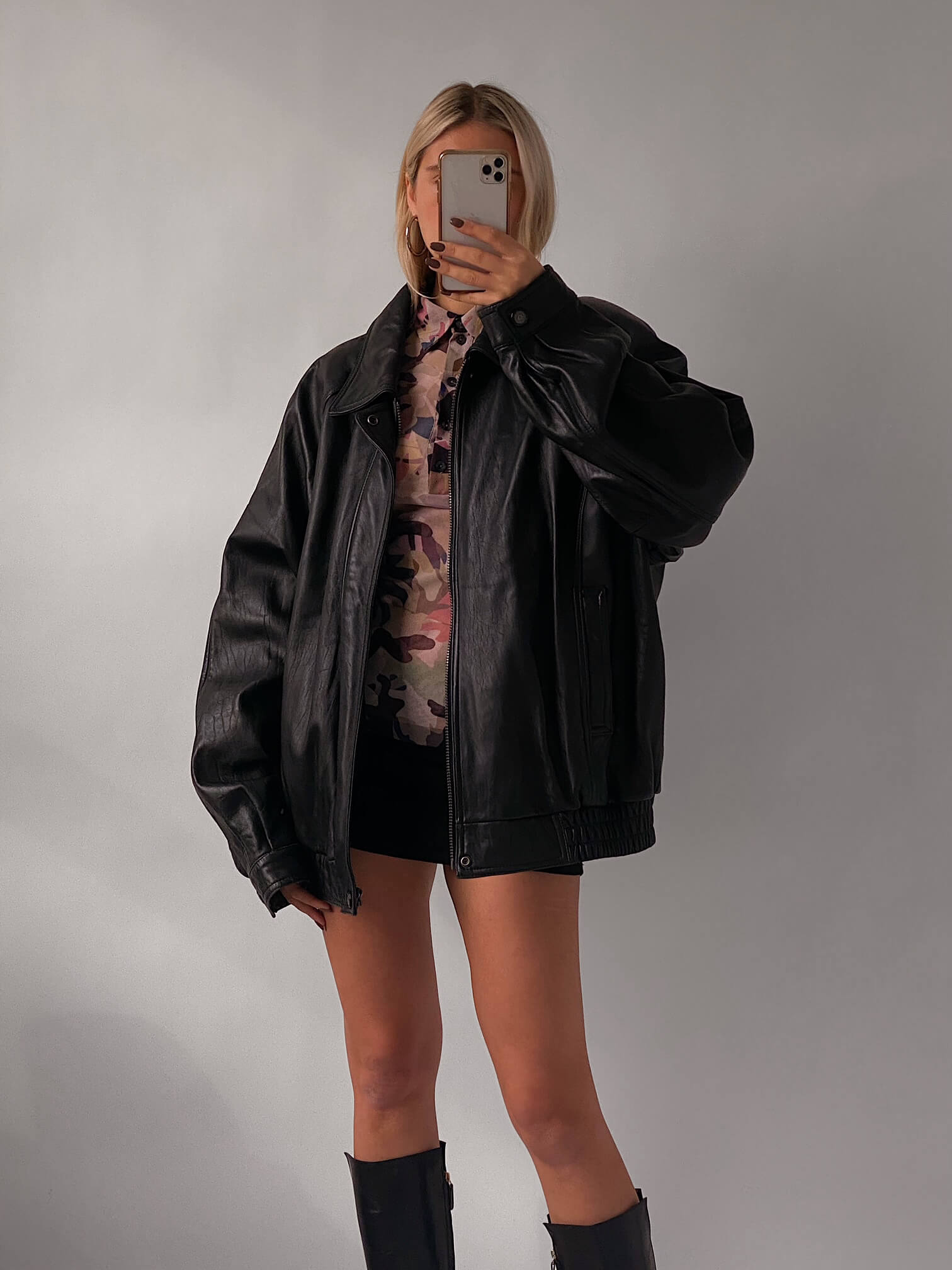 Vintage Ultra Oversized Leather Bomber Jacket | XS-XXL