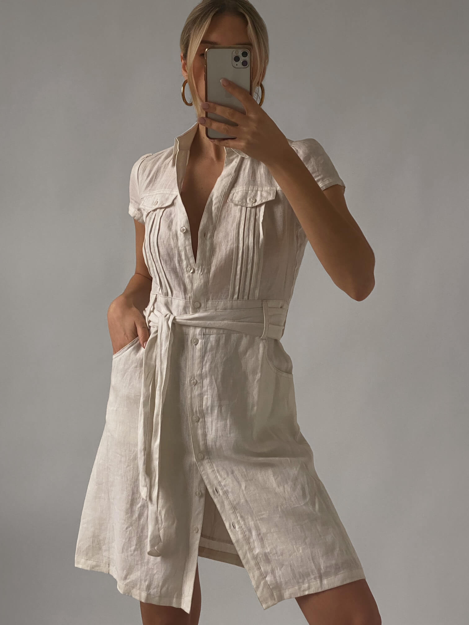 Vintage Linen Midi Dress | XS/S