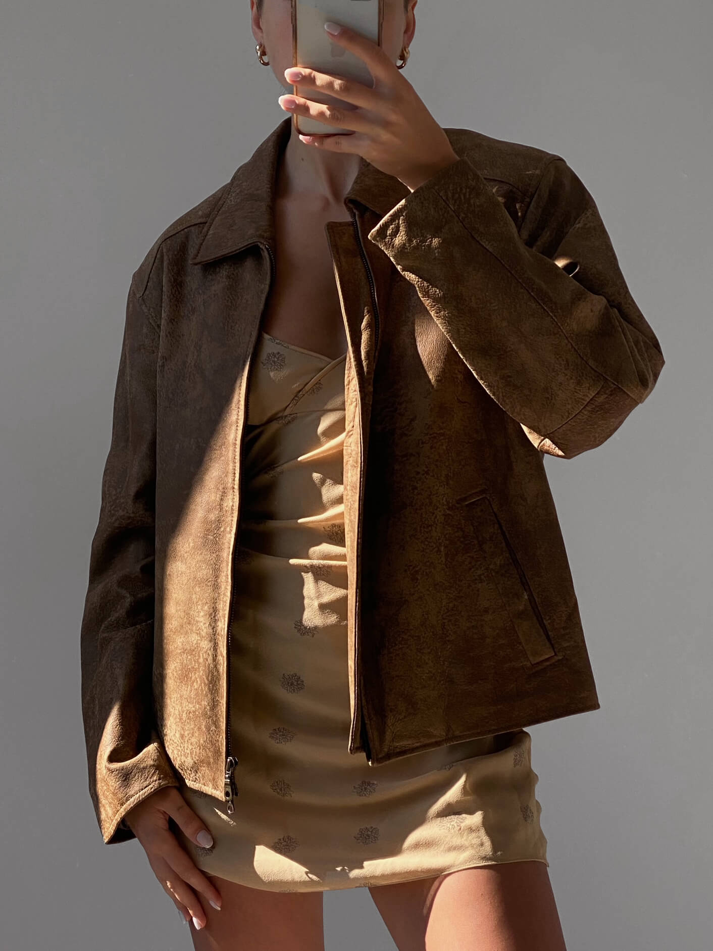 Vintage Oversized Nubuck Leather Jacket | XS-M