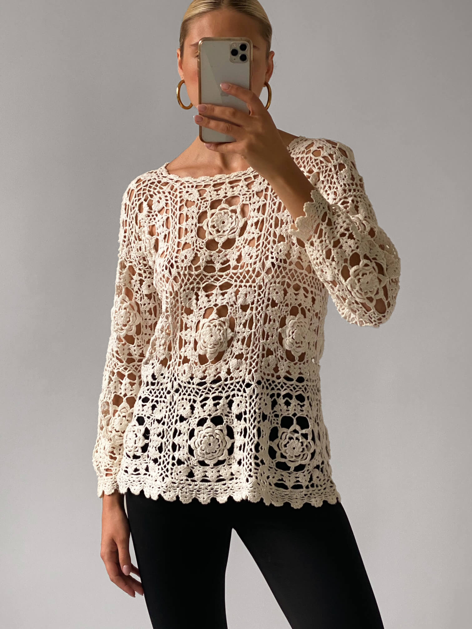 Vintage Oversized Crochet Knit | XS-L
