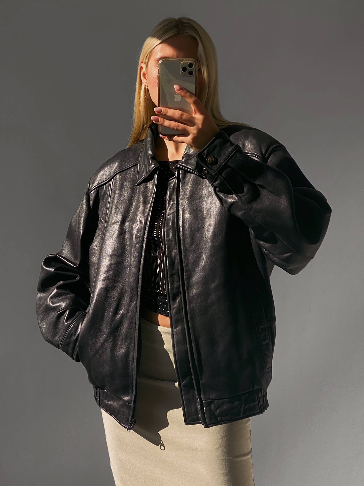 Vintage Leather Bomber Jacket | XS-XL
