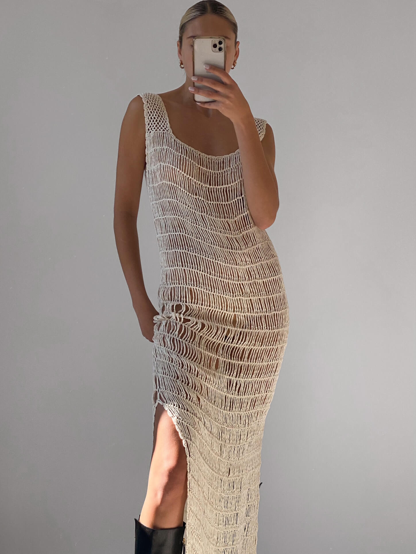 Vintage Hand Woven Maxi Dress | S/M