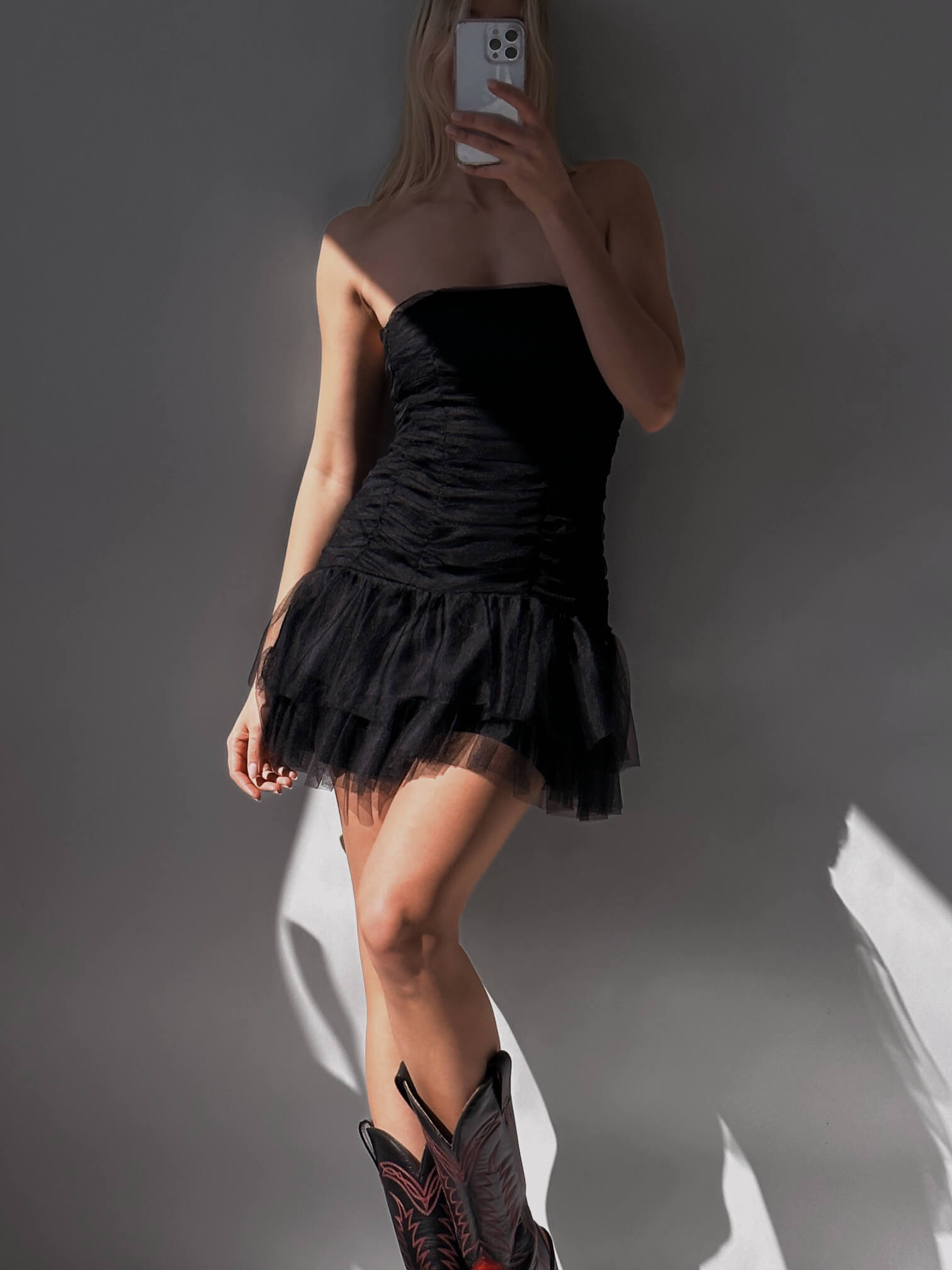 Vintage Strapless Tulle Dress  | XS