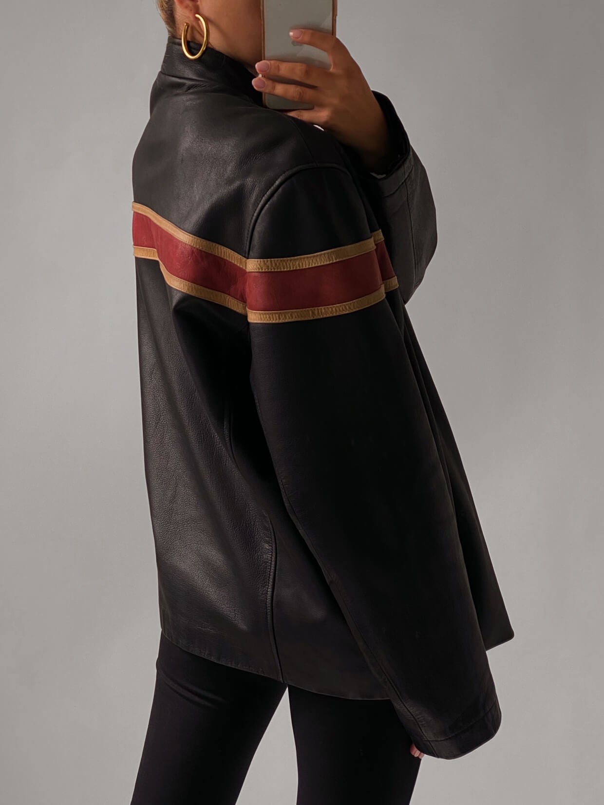 Vintage Oversized Leather Moto Jacket | XS-XL