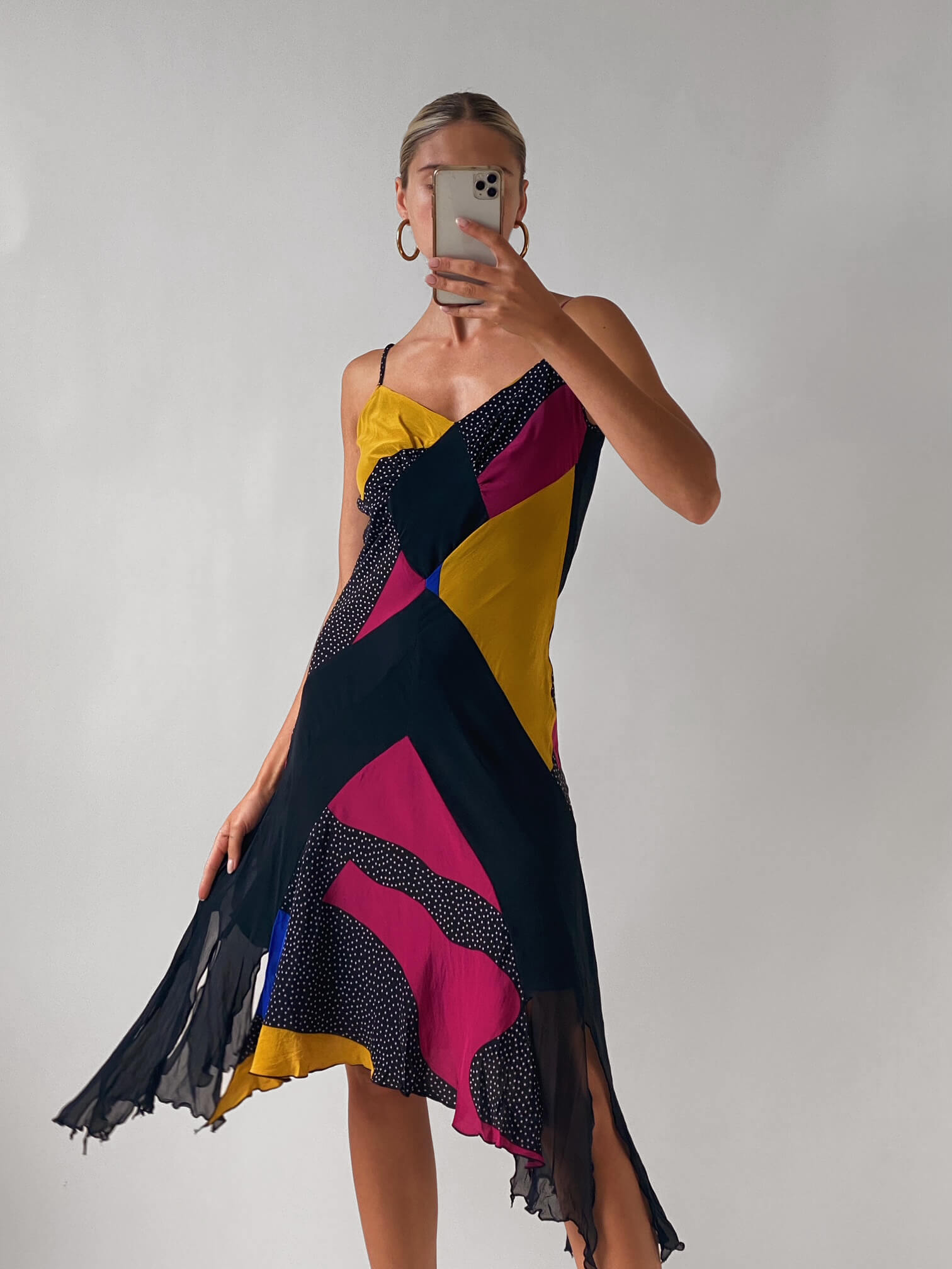 Vintage Silk Patchwork Dress | S
