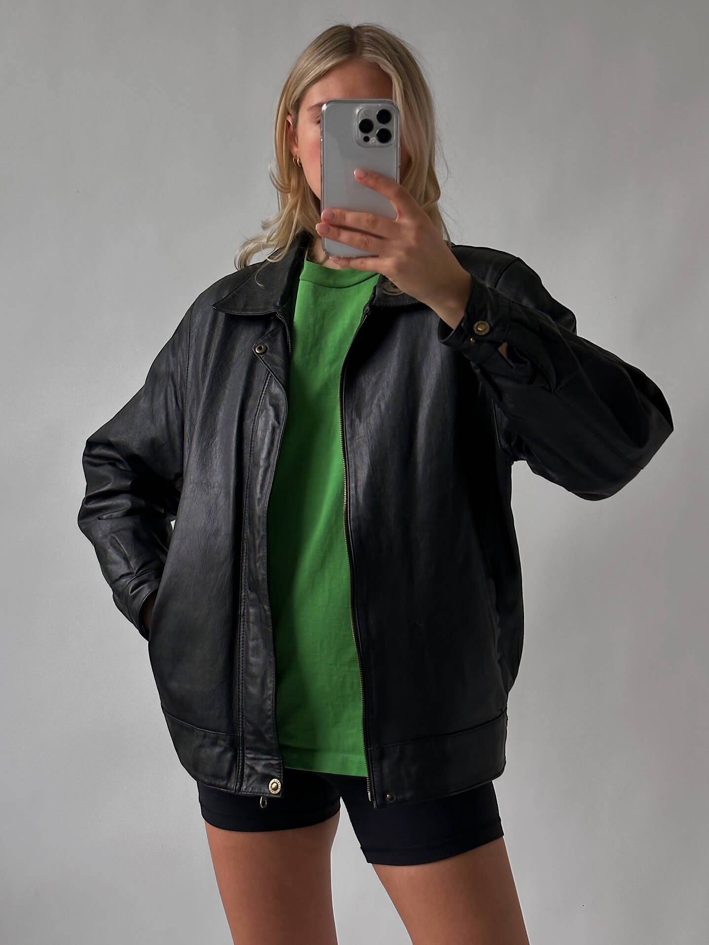 Vintage Oversized Straight Fit Leather Jacket | XS-XL