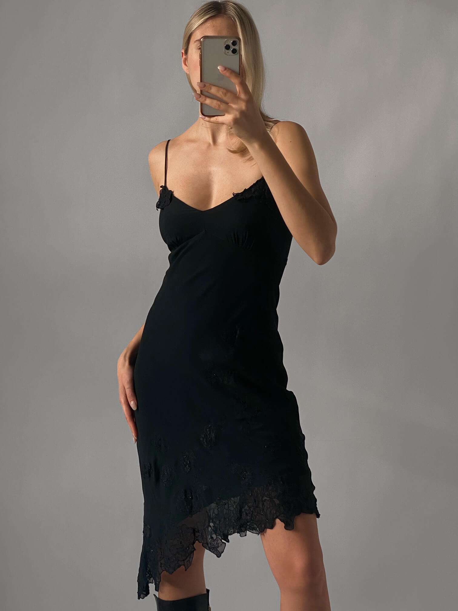 Vintage BCBG MAXAZRIA Embroidered Silk Slip Dress | 0/XS