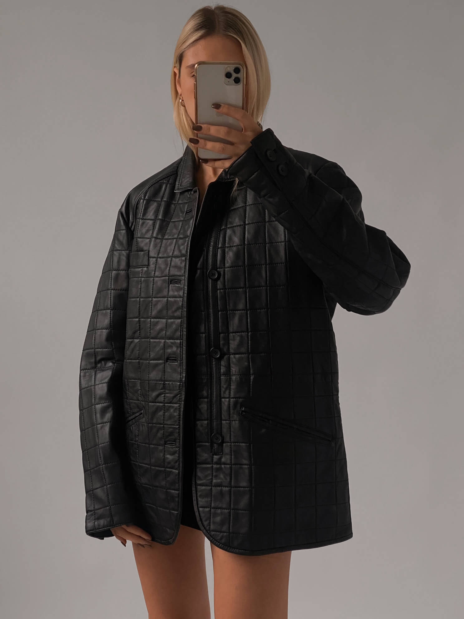 Vintage Oversized Quilted Leather Jacket | XS-XL