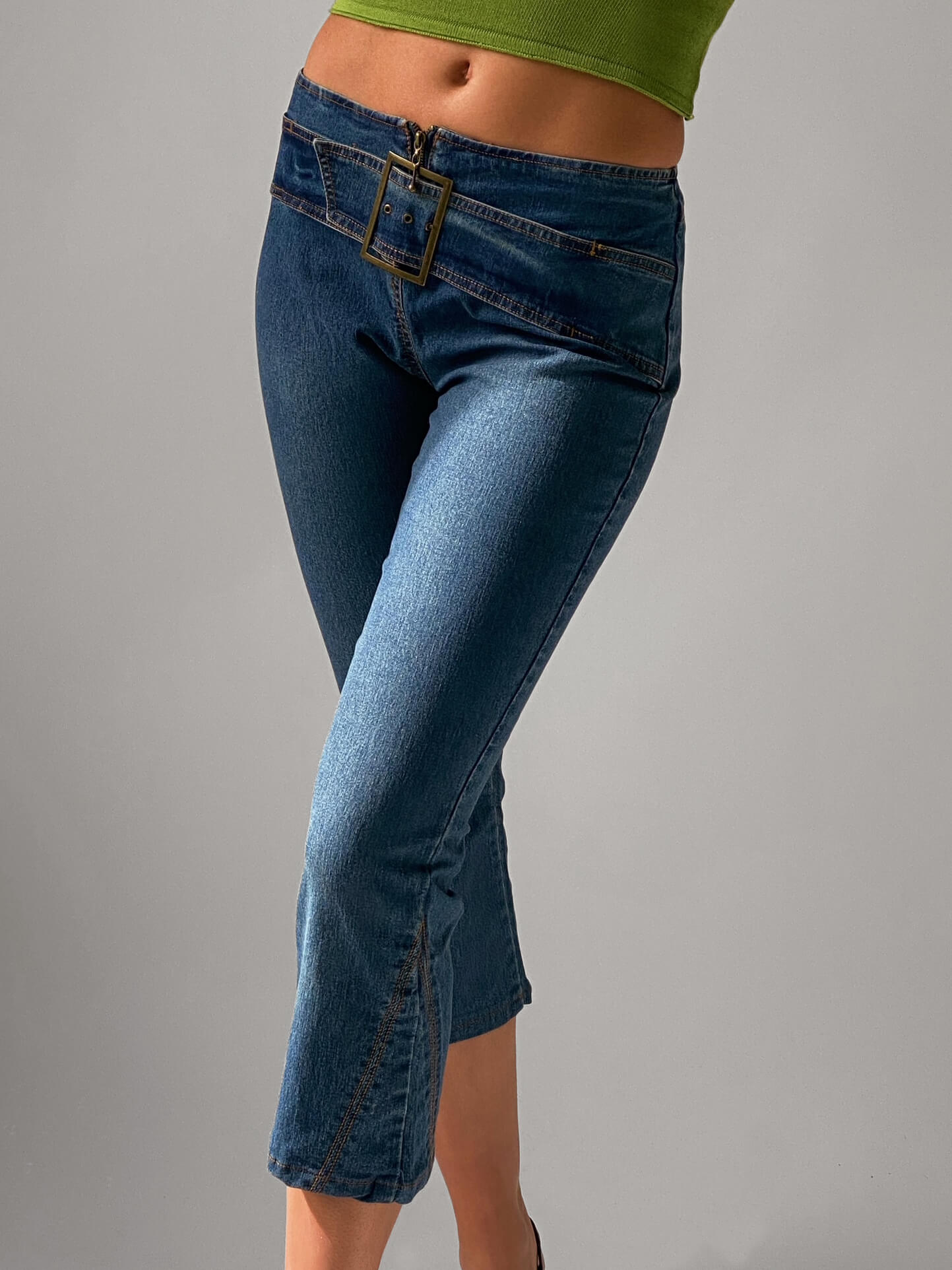 Vintage Belted Capri Jeans | S/5