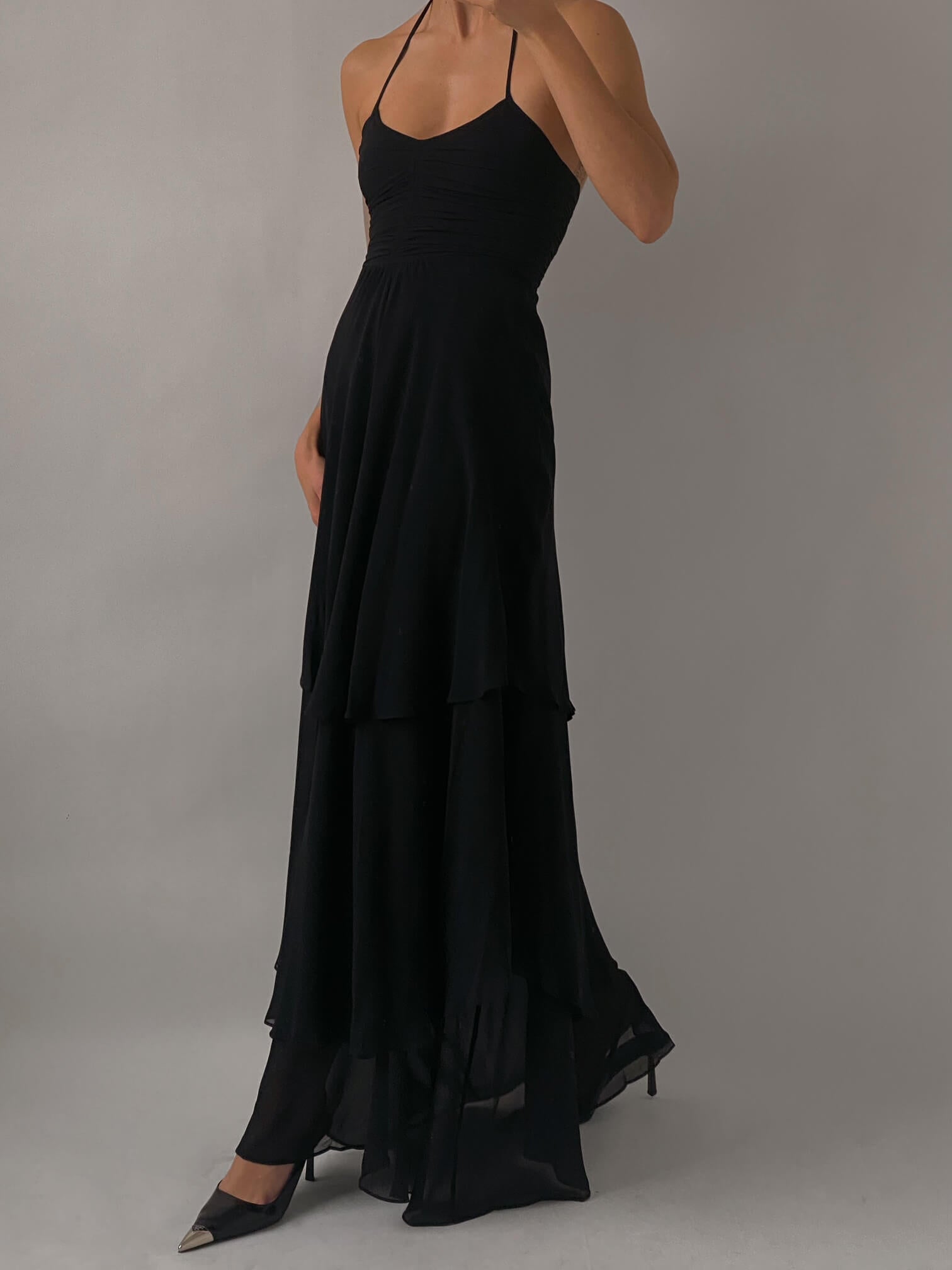 Vintage Tiered Pure Silk Gown | XS