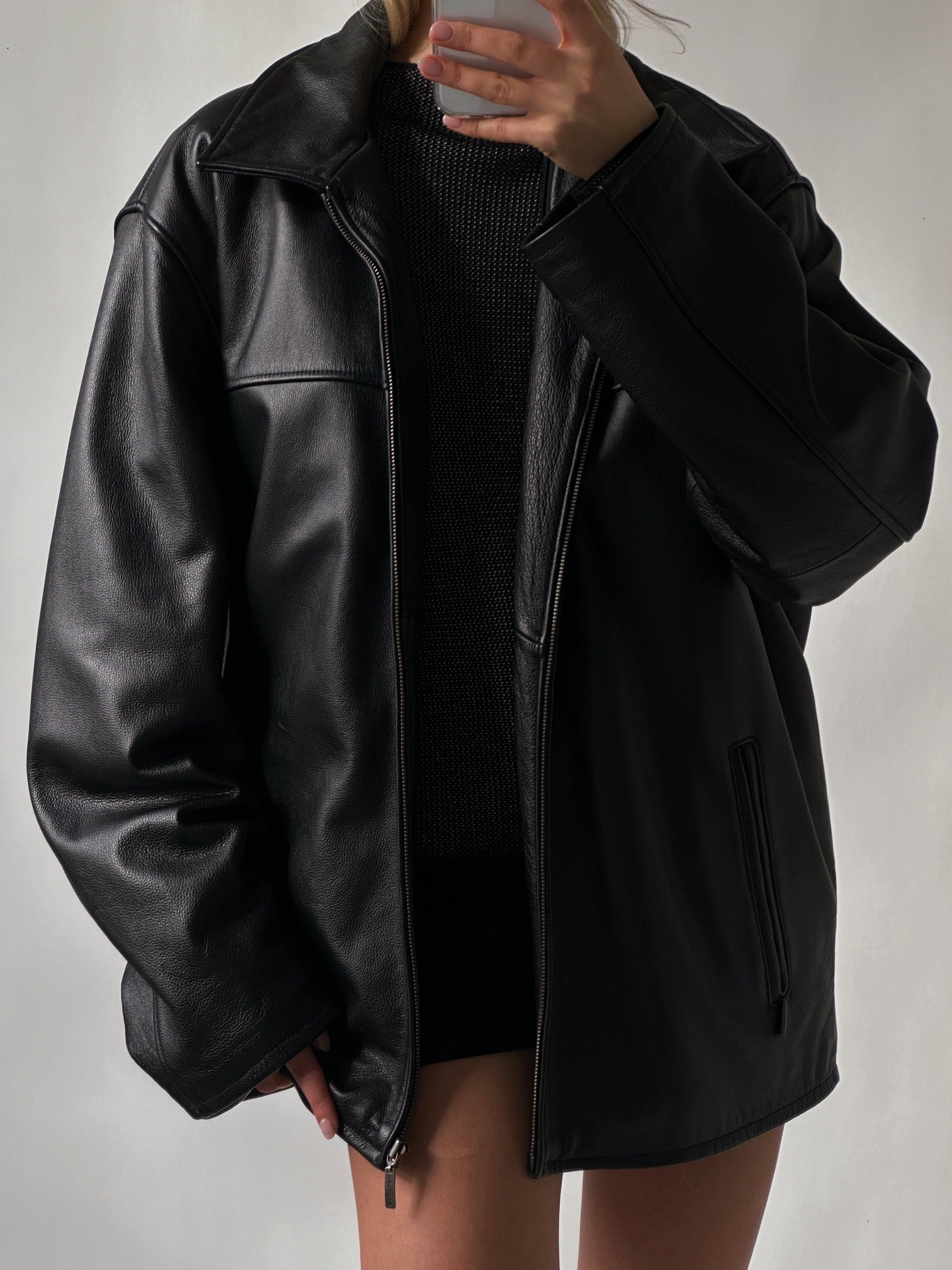 Vintage ULTRA OVERSIZED Straight Fit Pebbled Leather Jacket | XS-XXL