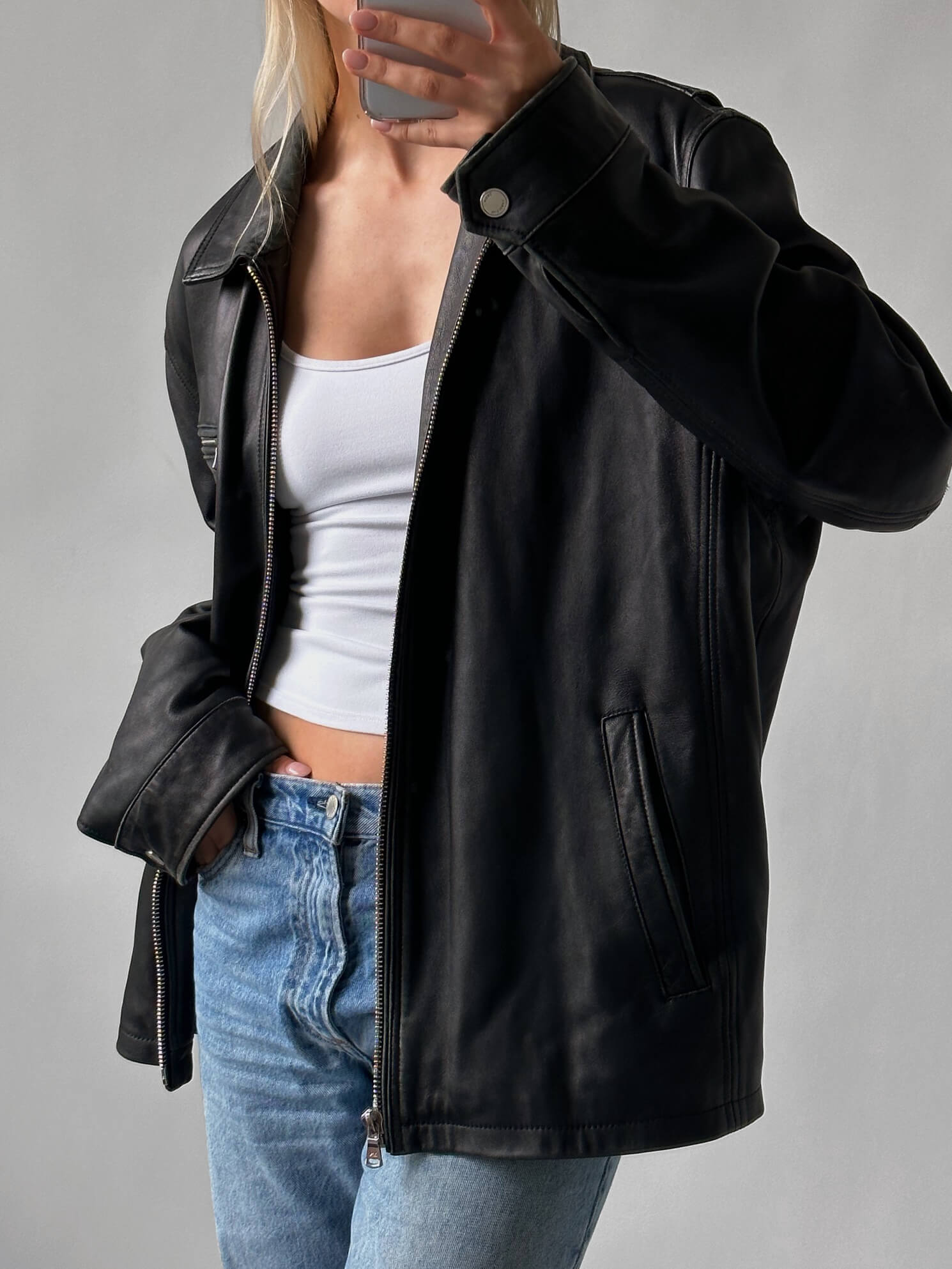 Retro MICHAEL KORS Oversized Patina Leather Jacket | XS-XXL