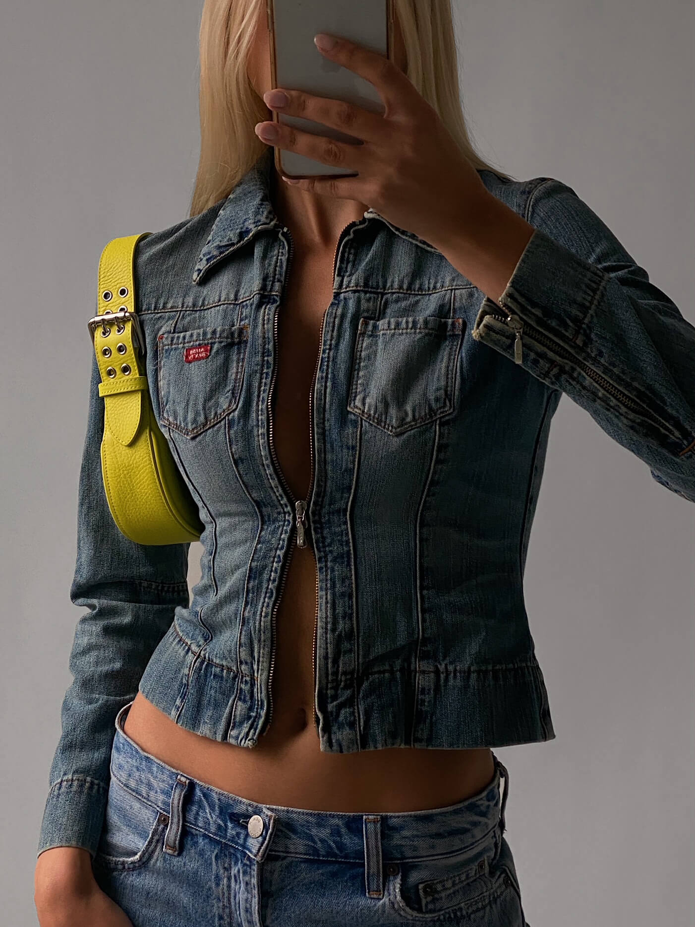 Vintage MISS SIXTY Reverse Zipper Denim Jacket | XS