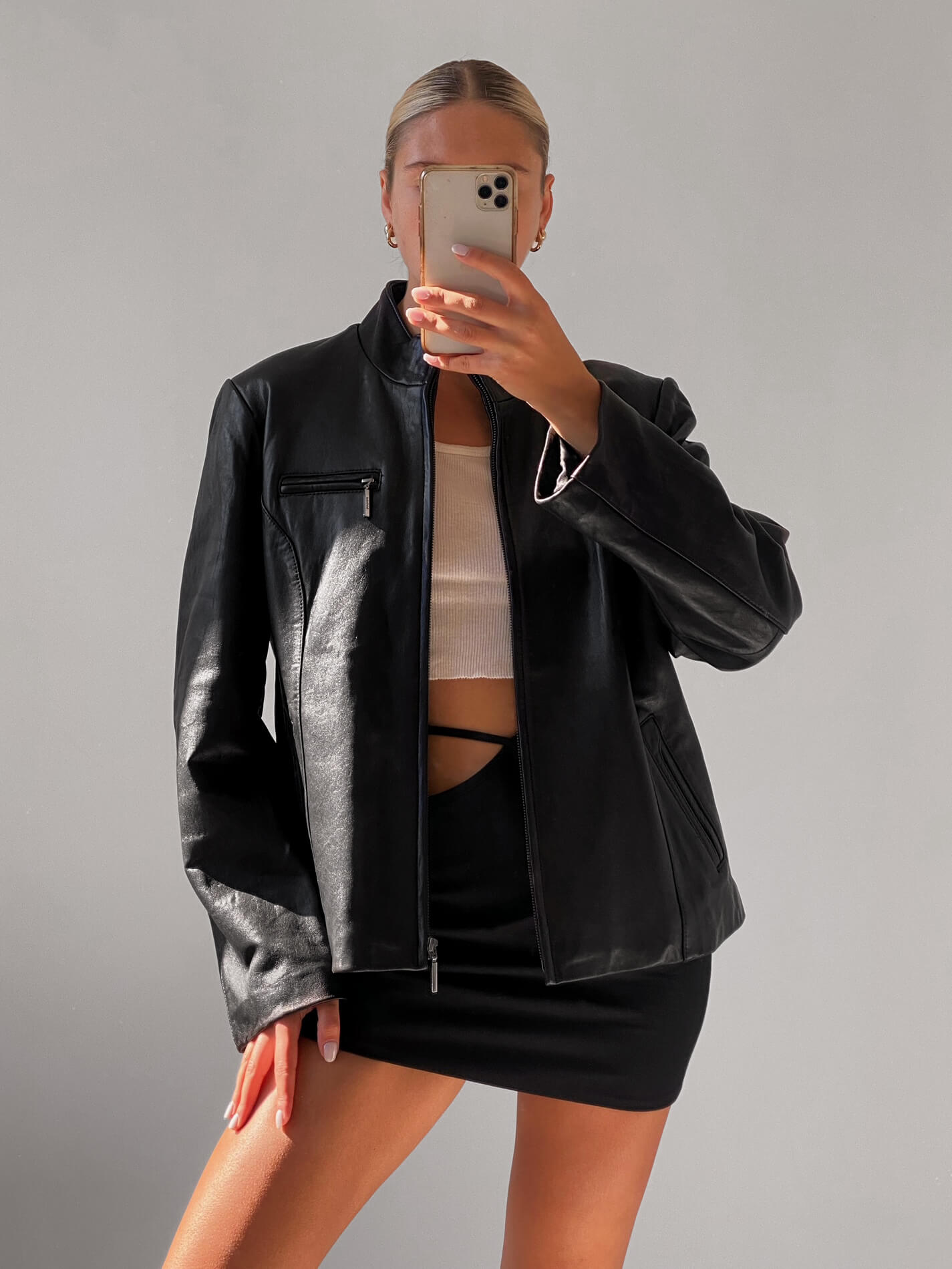 Vintage Leather Moto Shortie Jacket | XS-XL