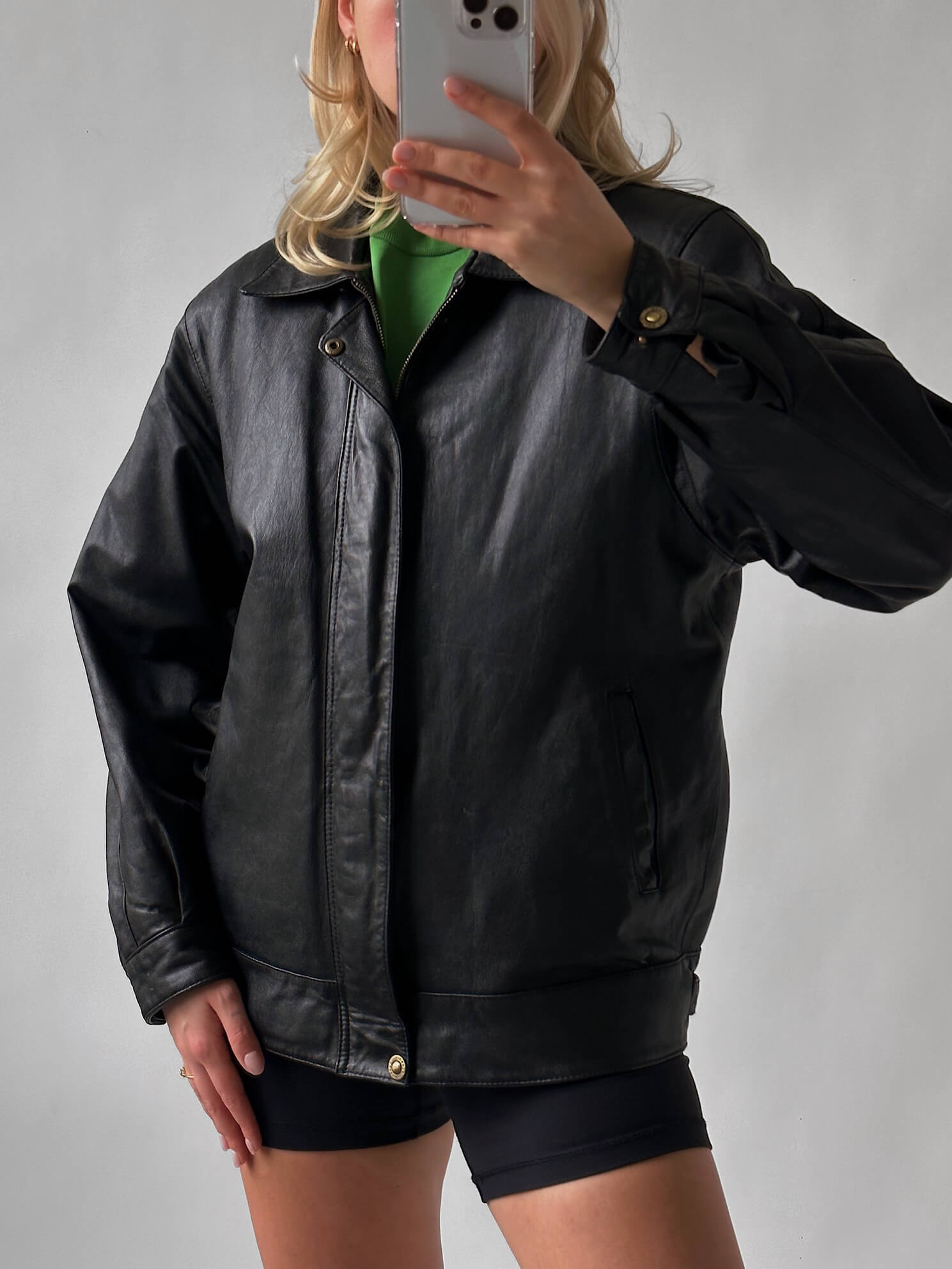 Vintage Oversized Straight Fit Leather Jacket | XS-XL