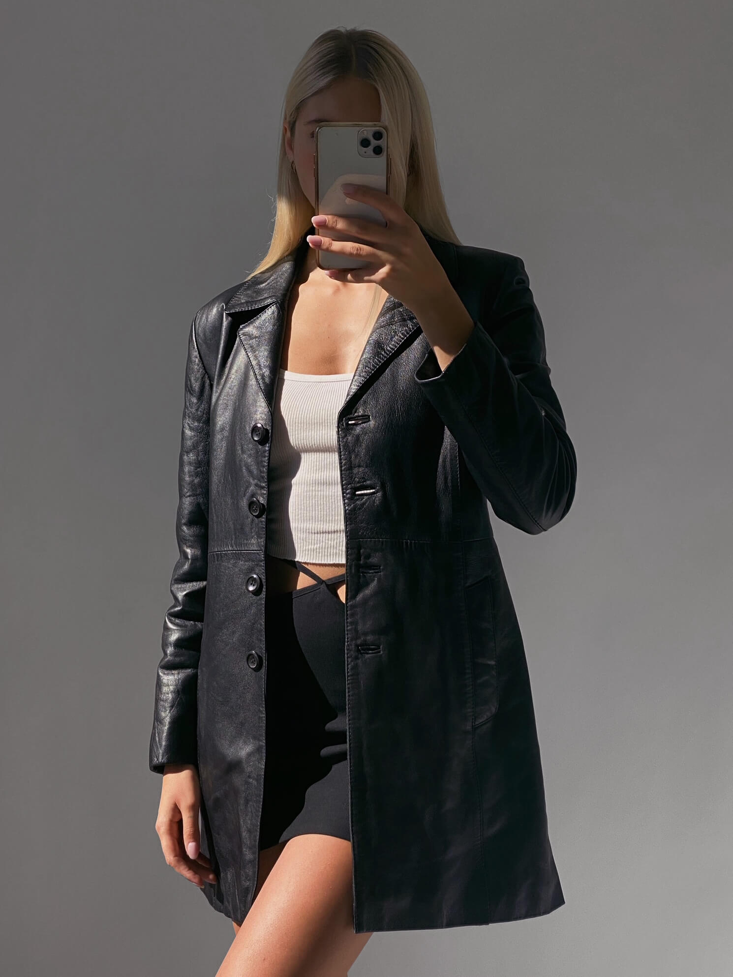 Vintage Lambskin Midi Leather Jacket | XS/S