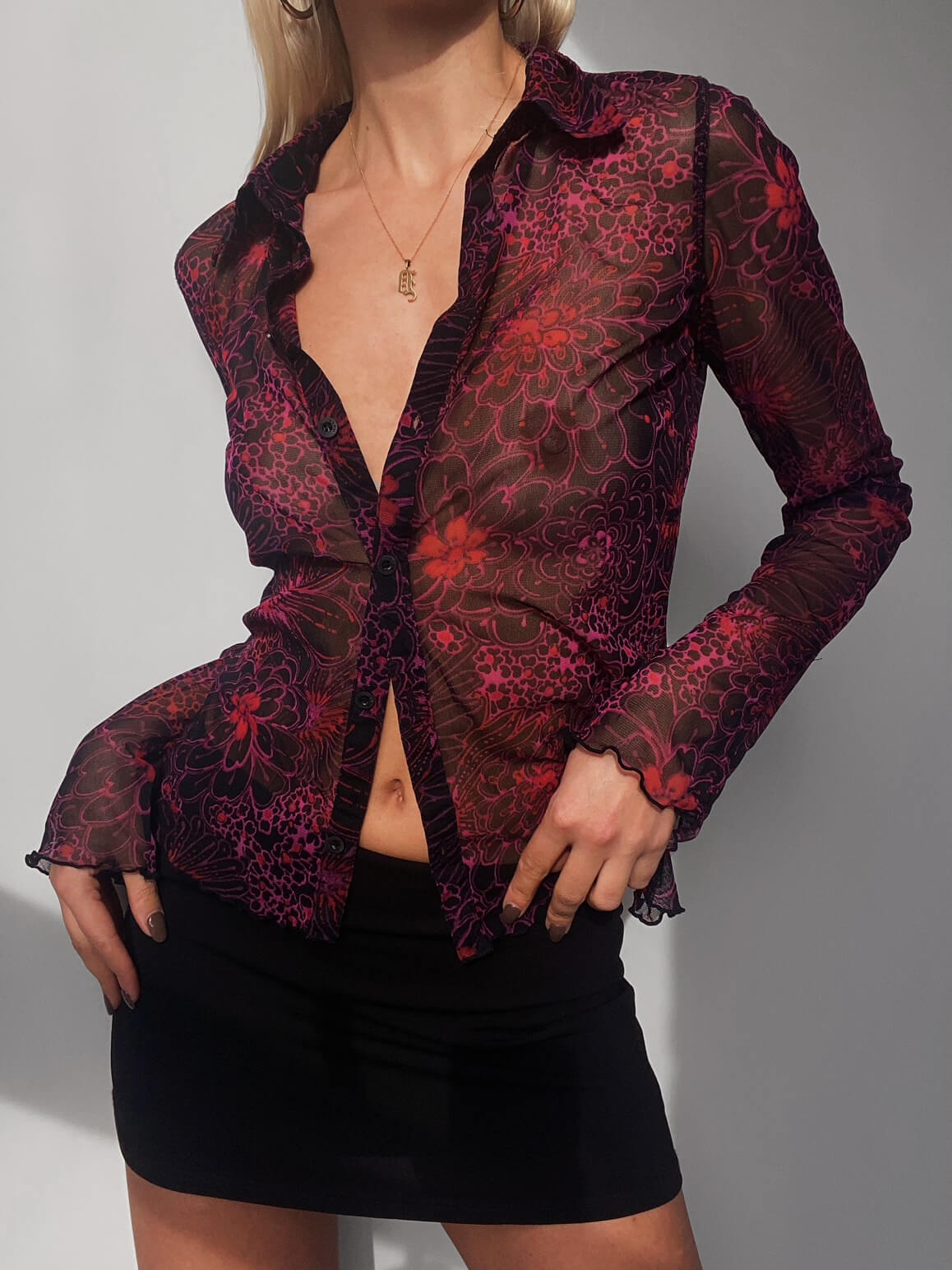 Vintage Floral Mesh Top | S/M