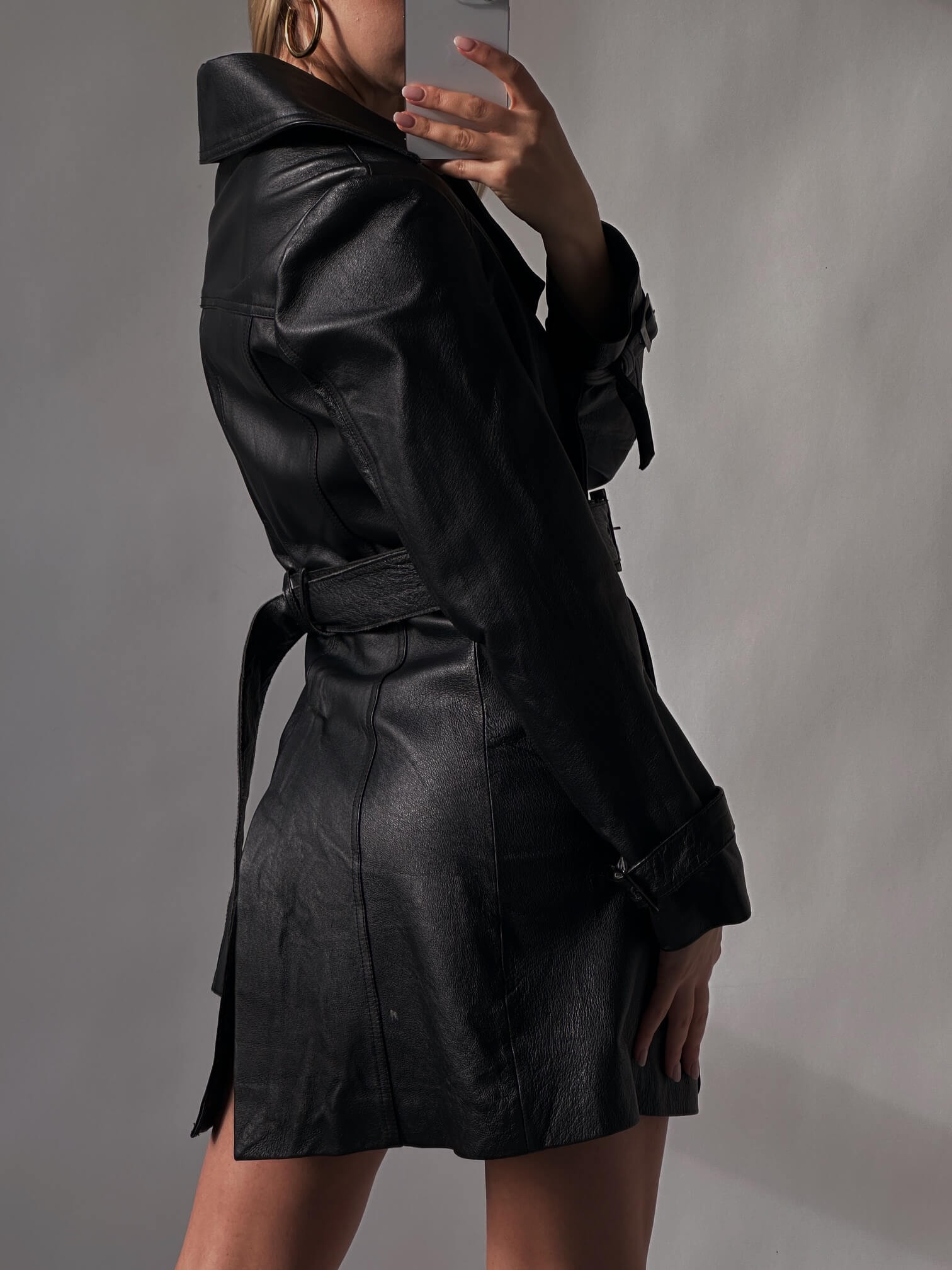 Vintage Leather Trench Coat  | XS-M