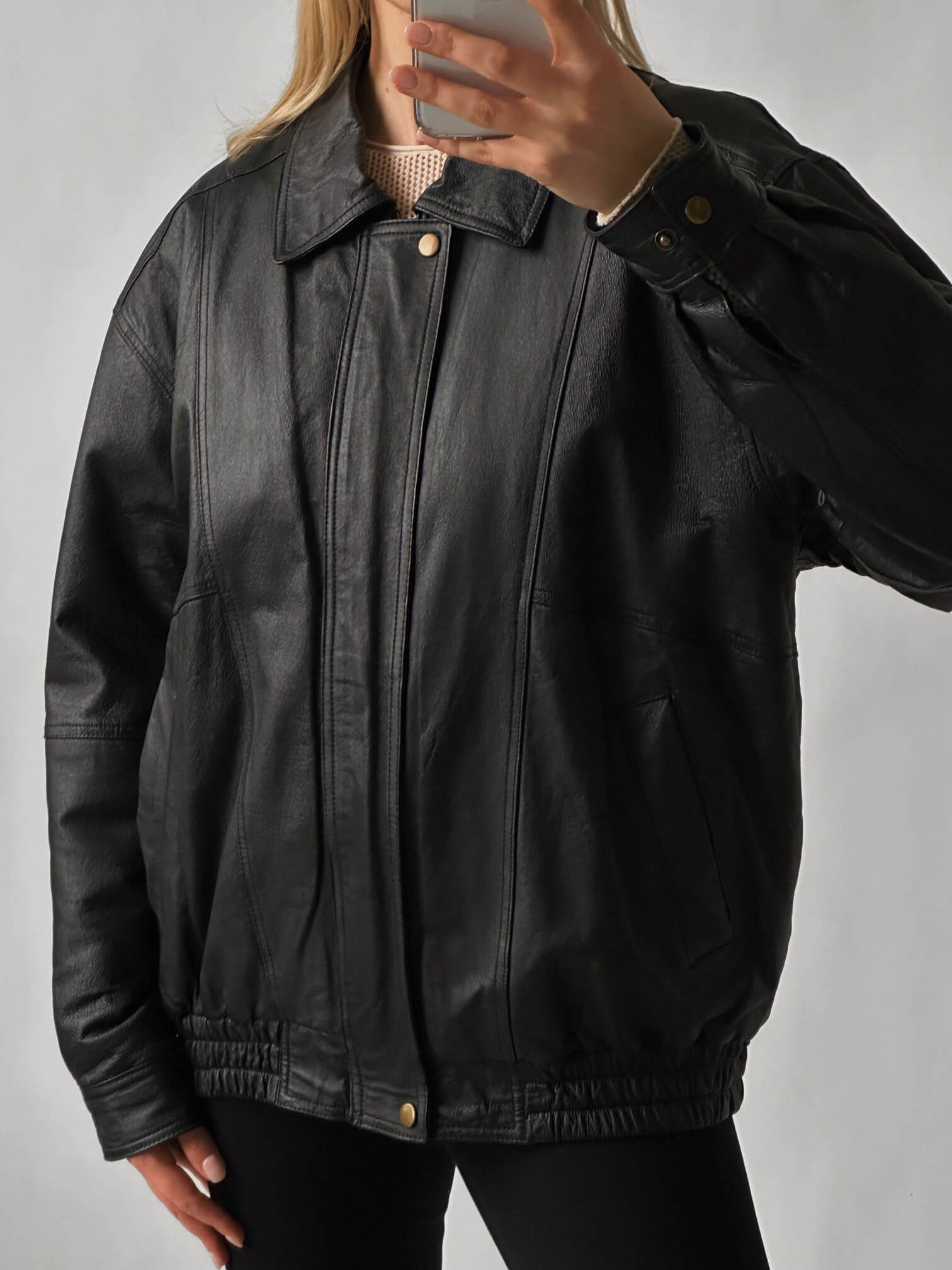 Vintage Oversized Classic Leather Bomber Jacket | XS-XL