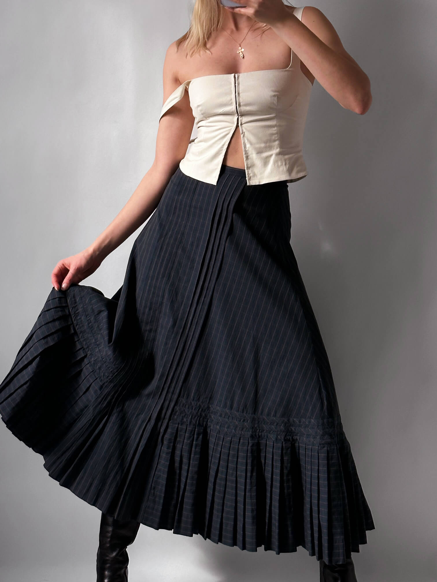 Vintage J. Peterman Pleated Long Skirt | XS