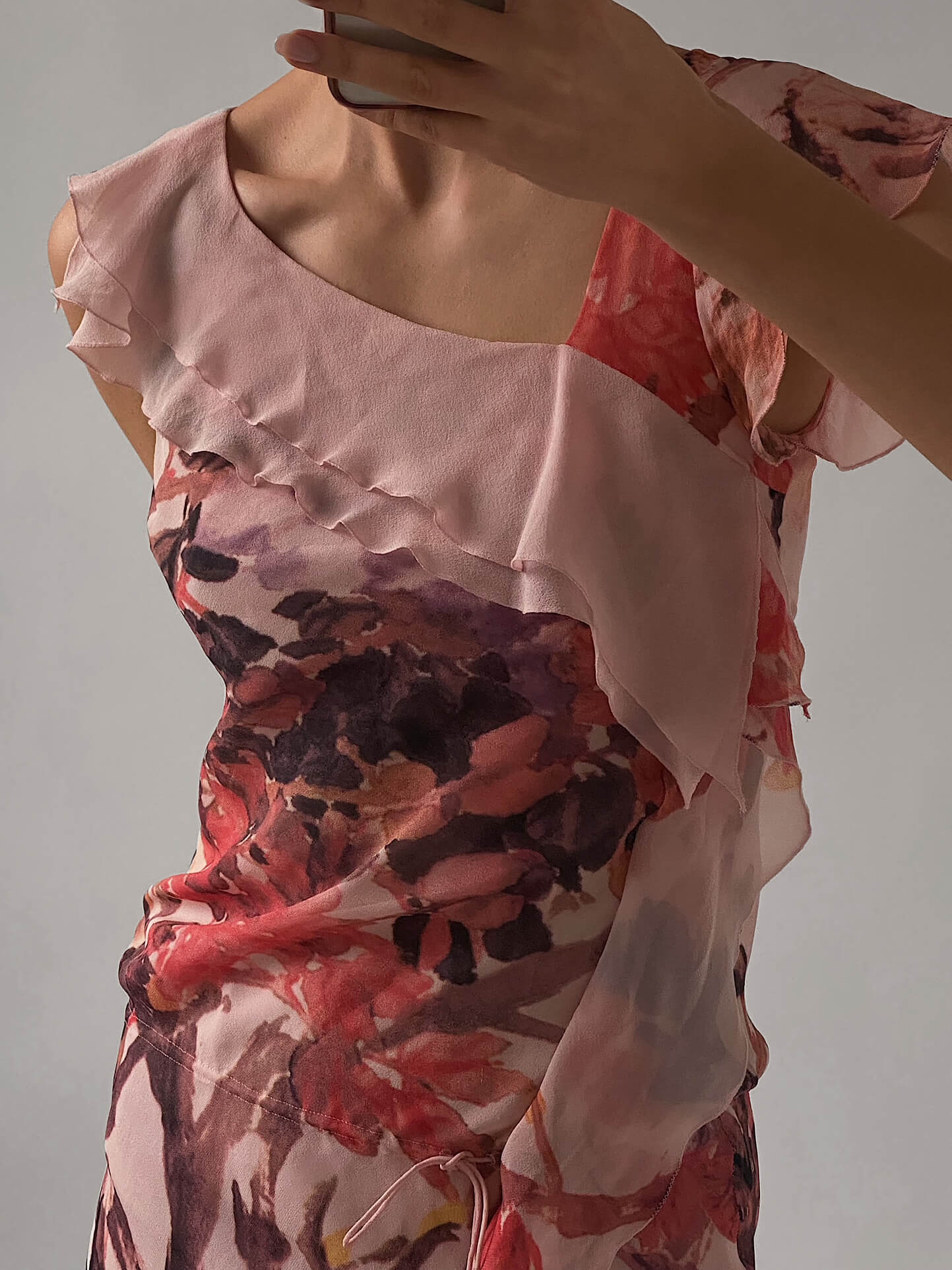 Vintage VIVIENNE TAM Silk Ruffle Dress | 0/XS