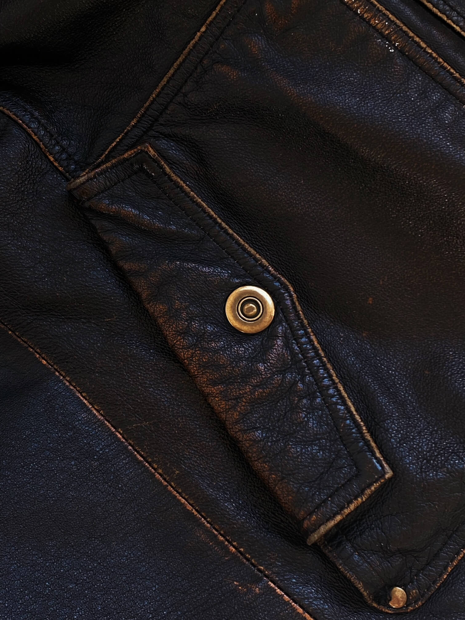 Vintage Rust Patina Cargo Leather Jacket | XS-L