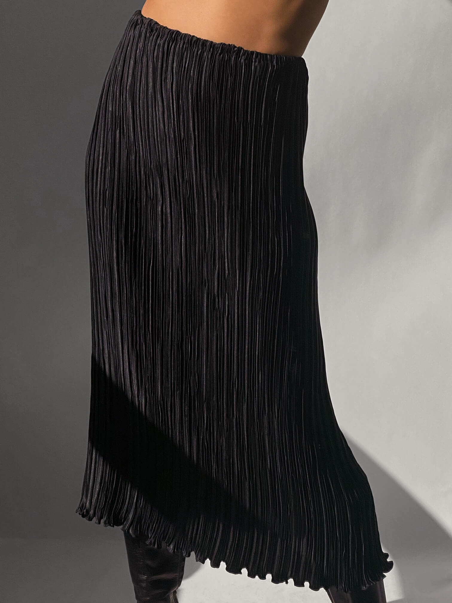 Vintage Plisse Pleated Maxi Skirt | M/L