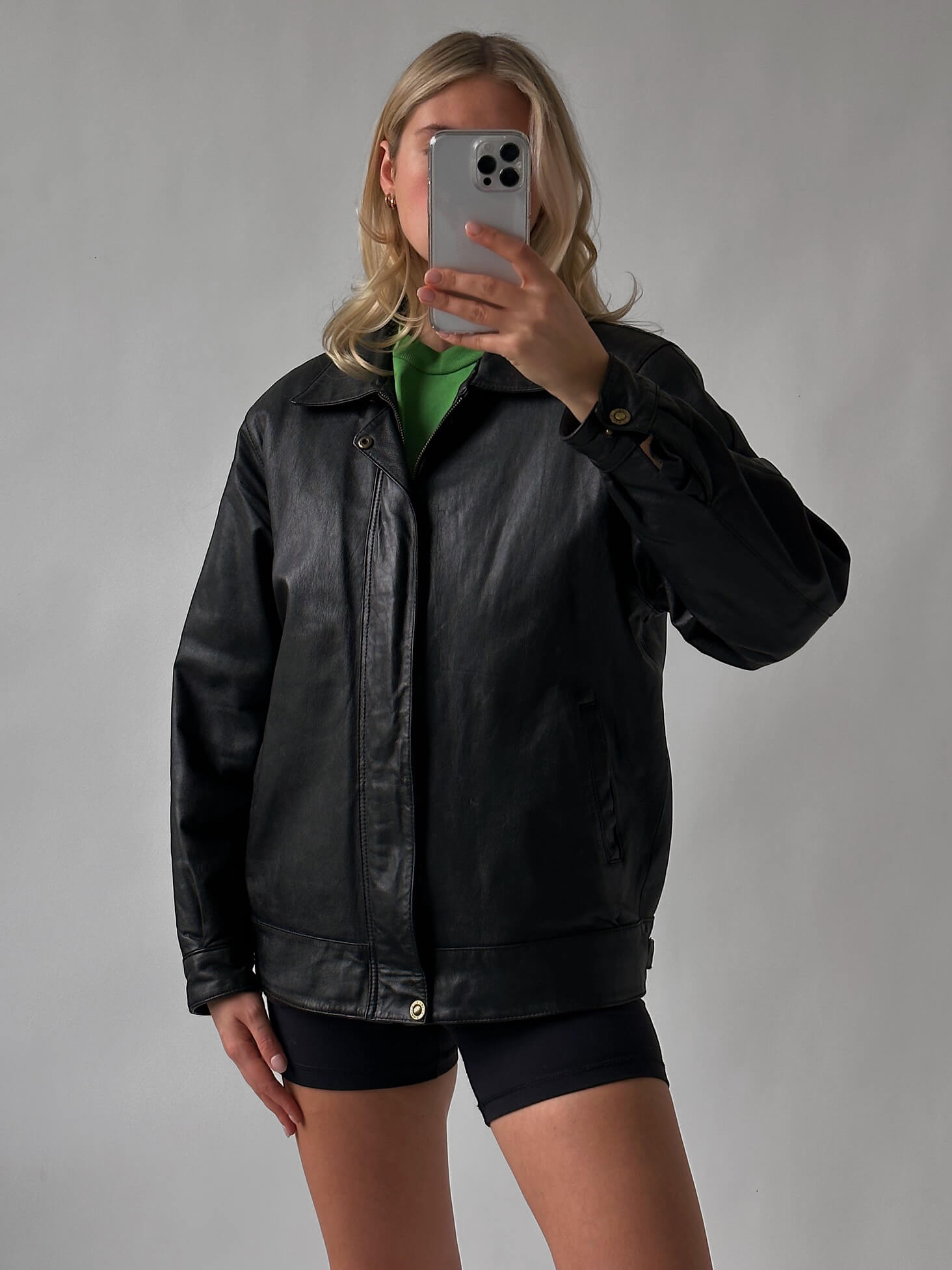 Vintage Oversized Straight Fit Leather Jacket | XS-XL