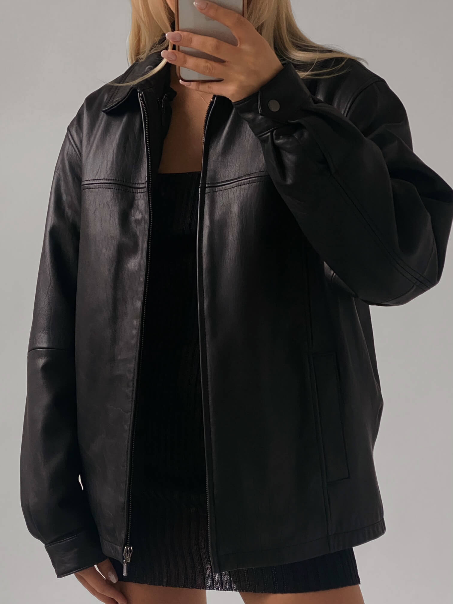 Vintage Oversized Straight Fit Leather Jacket | XS-L