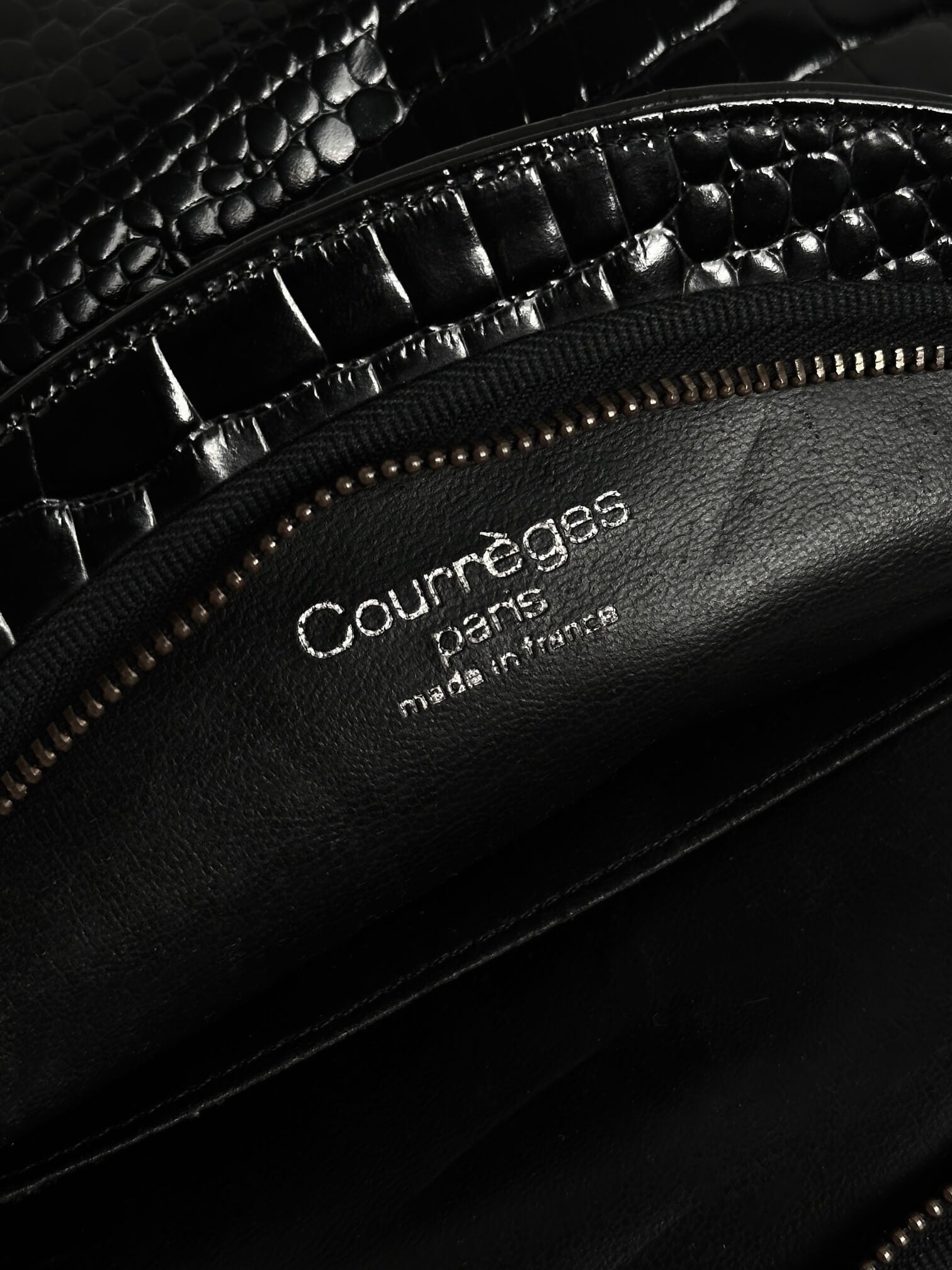 Vintage Courrèges Patent Croc Leather Cross Body Bag