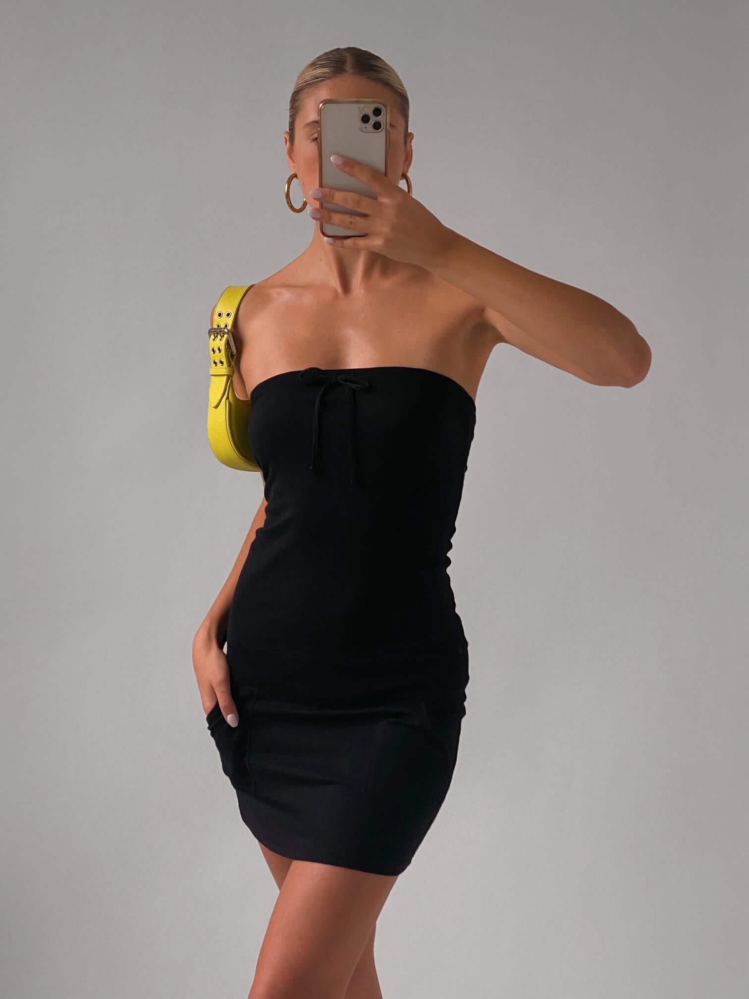 Y2K GUESS Strapless Diamanté Logo Dress | XS