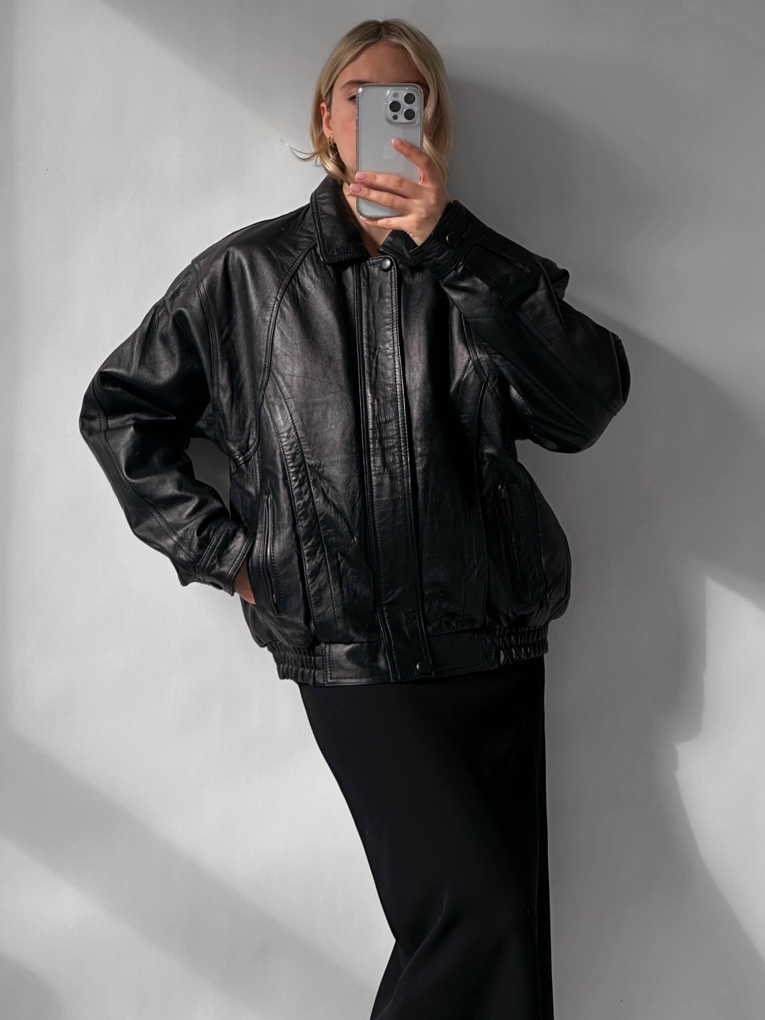 Vintage PERALLEATHER Oversized Leather Bomber Jacket | XS-XL