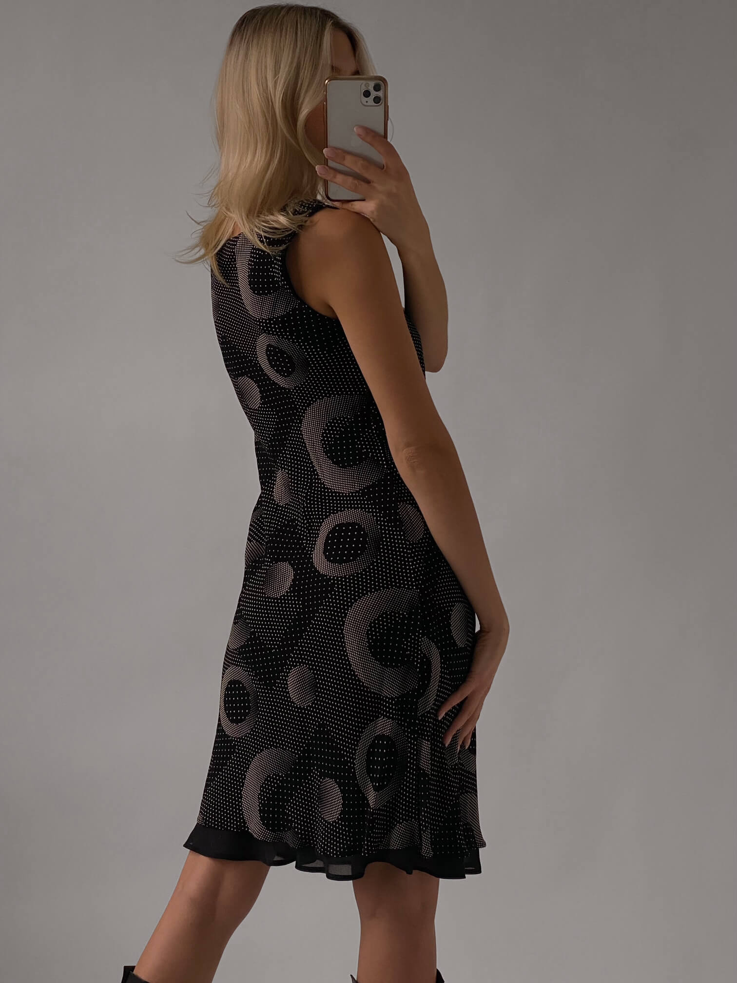 Vintage Printed Cowl Neckline Midi Dress | M