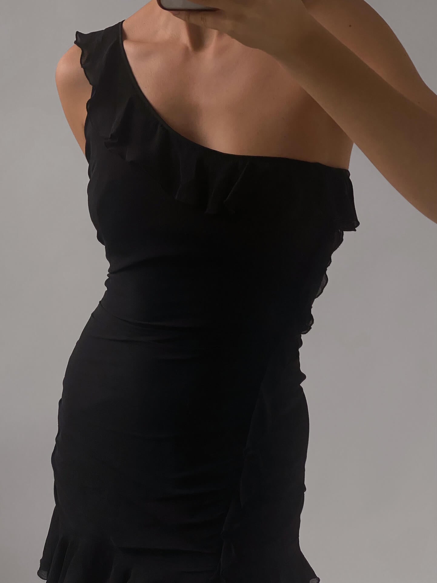 Vintage Y2K Silk Ruffle Dress | M