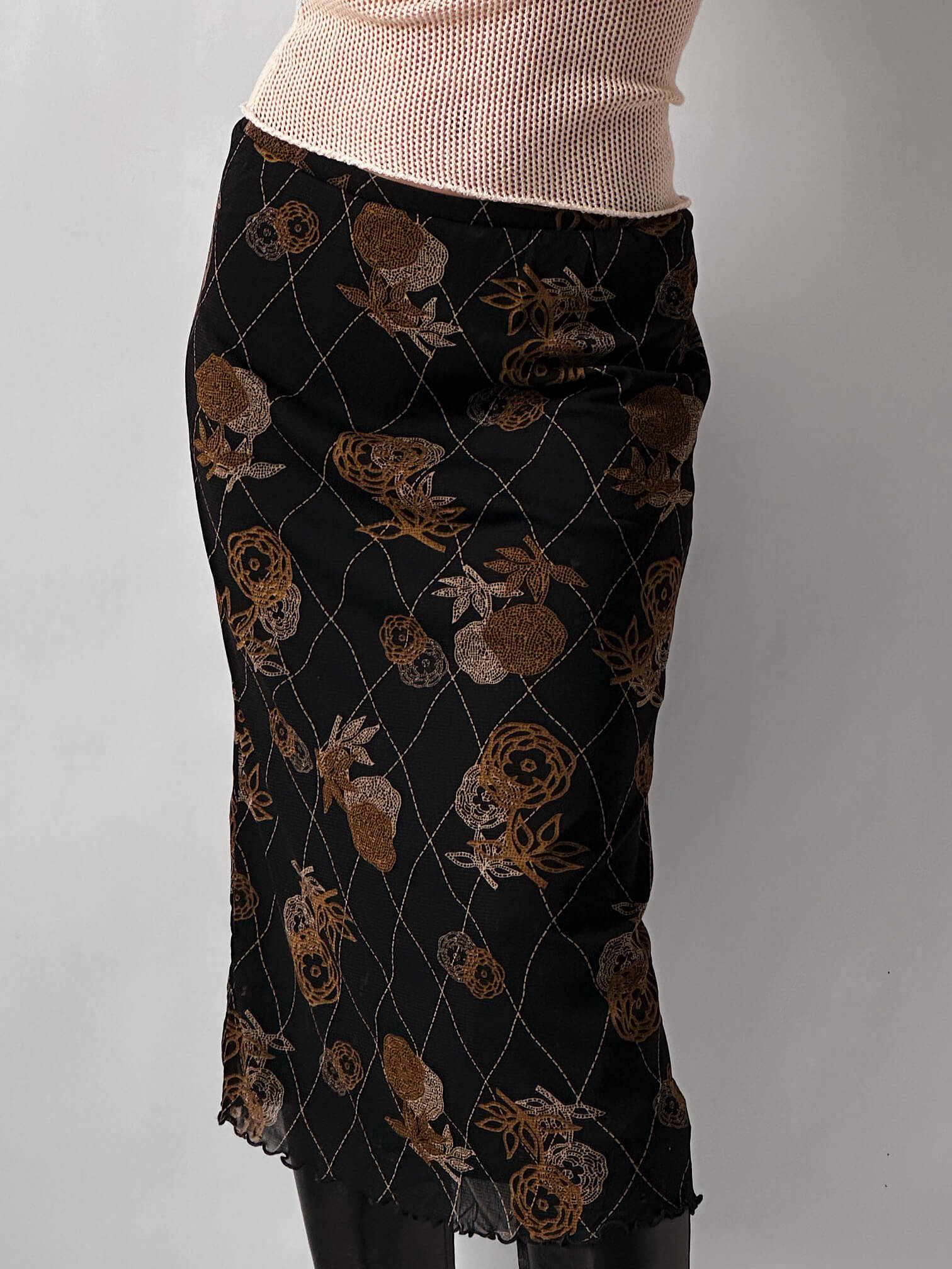 Vintage Rose Mesh Skirt | S/M