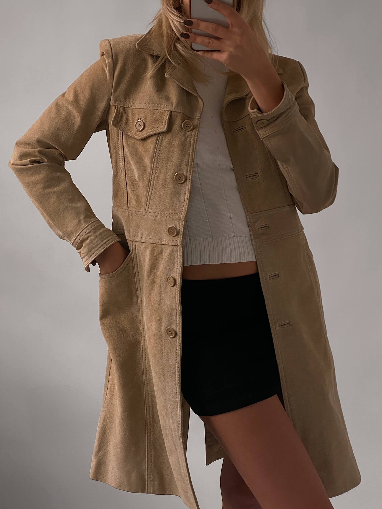 Vintage Suede Long Jacket | S