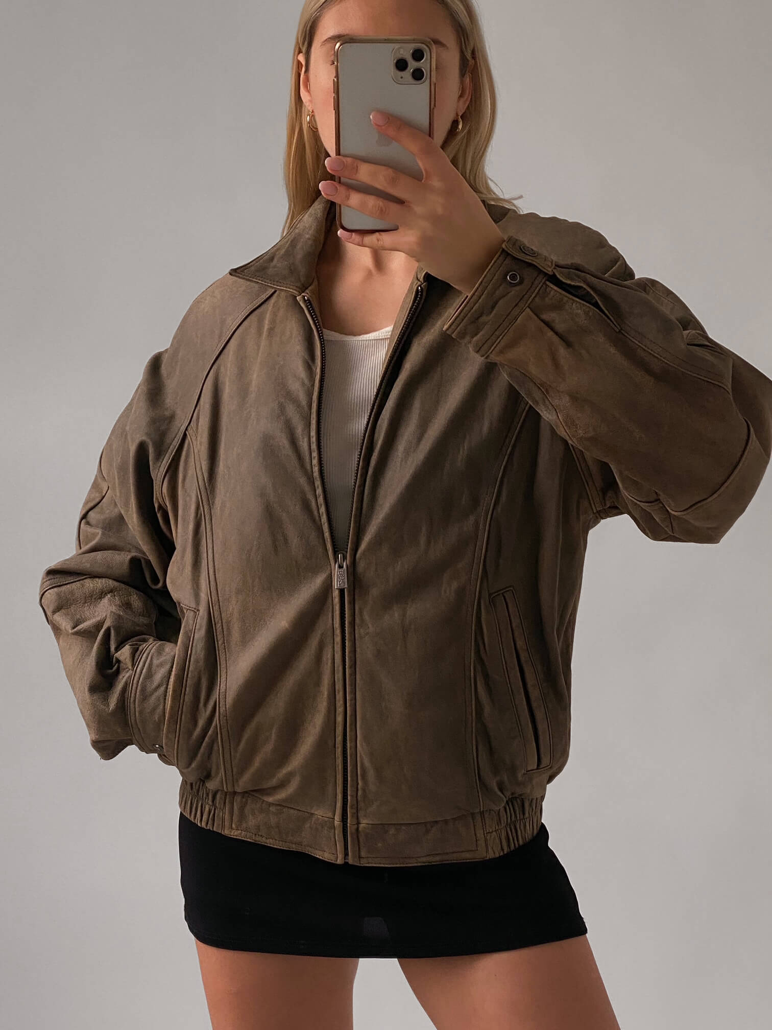 Vintage Oversized Nubuck Patina Leather Jacket | XS-M