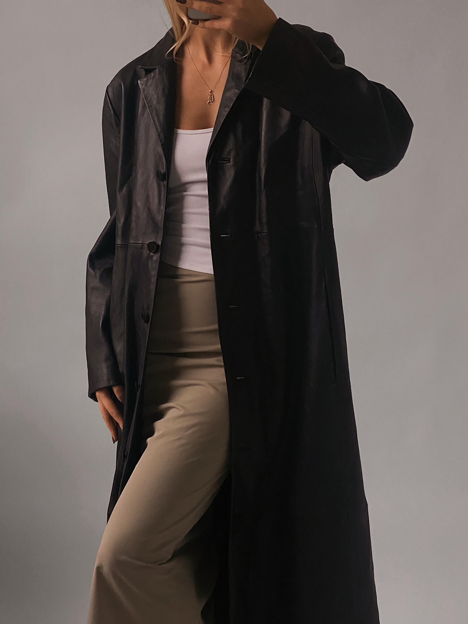 Vintage Ultra Long Leather Jacket | XS-XL