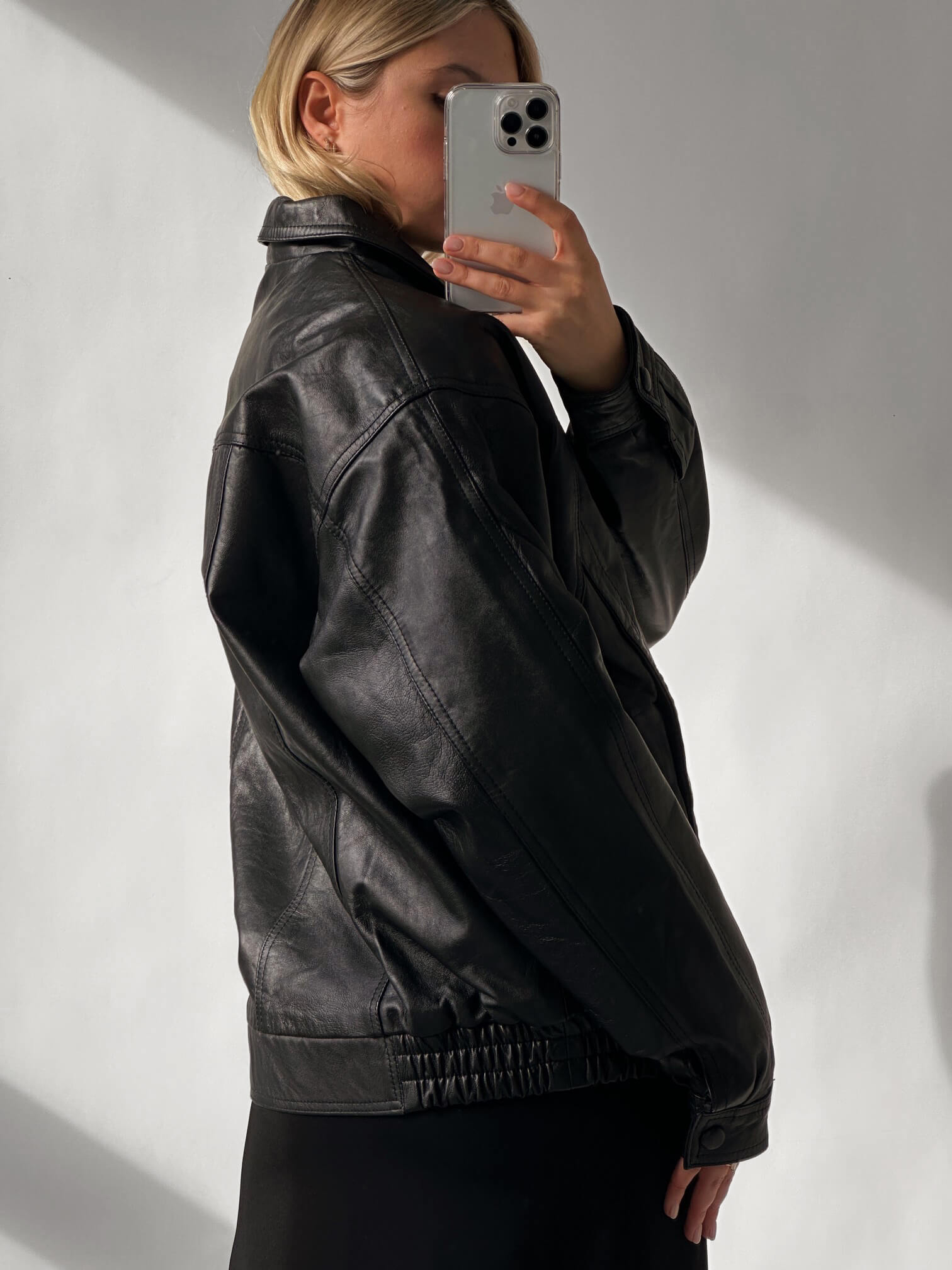 Vintage PERALLEATHER Oversized Leather Bomber Jacket | XS-XL