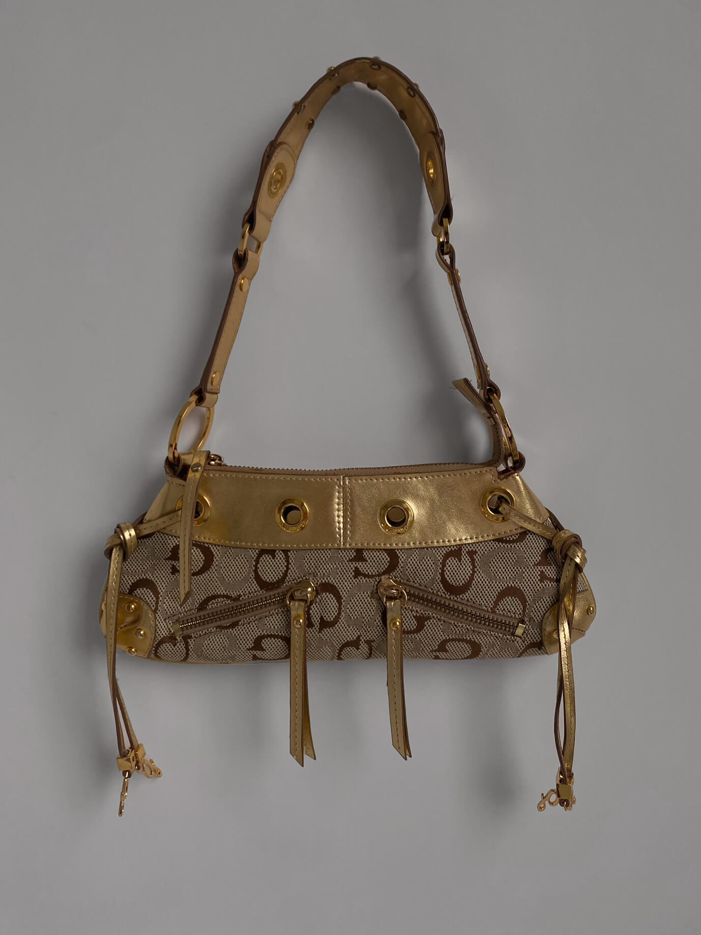 Vintage GUESS Gold Monogram Shoulder Bag