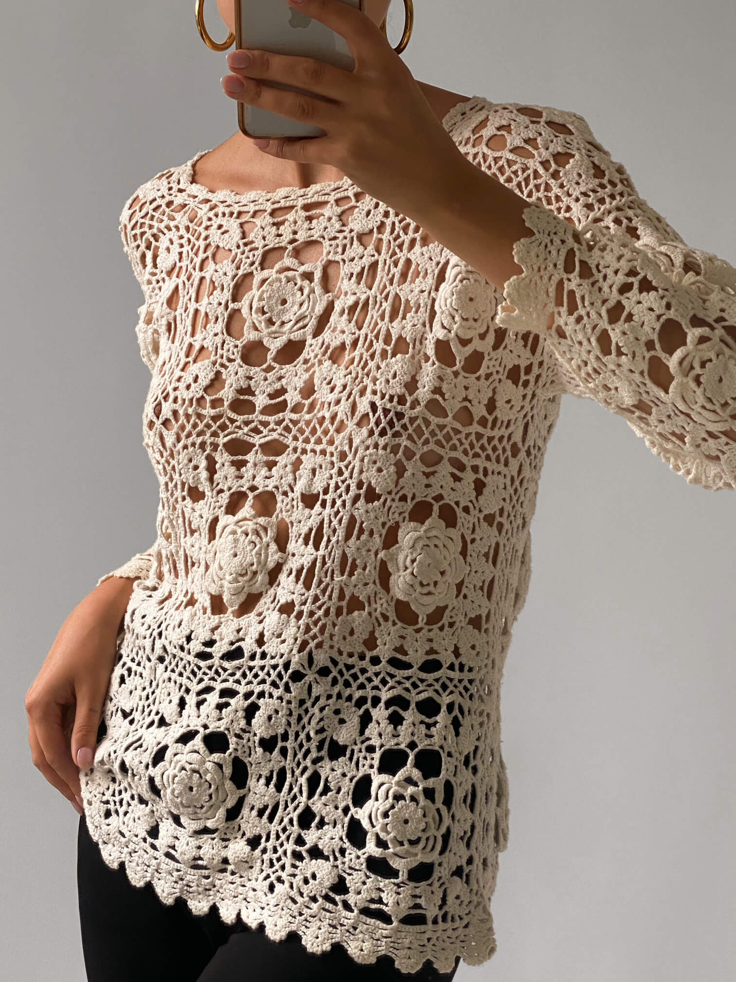 Vintage Oversized Crochet Knit | XS-L
