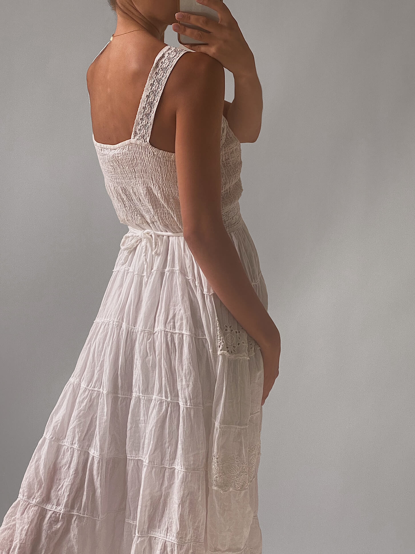 Vintage Embroidered Cotton Prairie Dress | M/L
