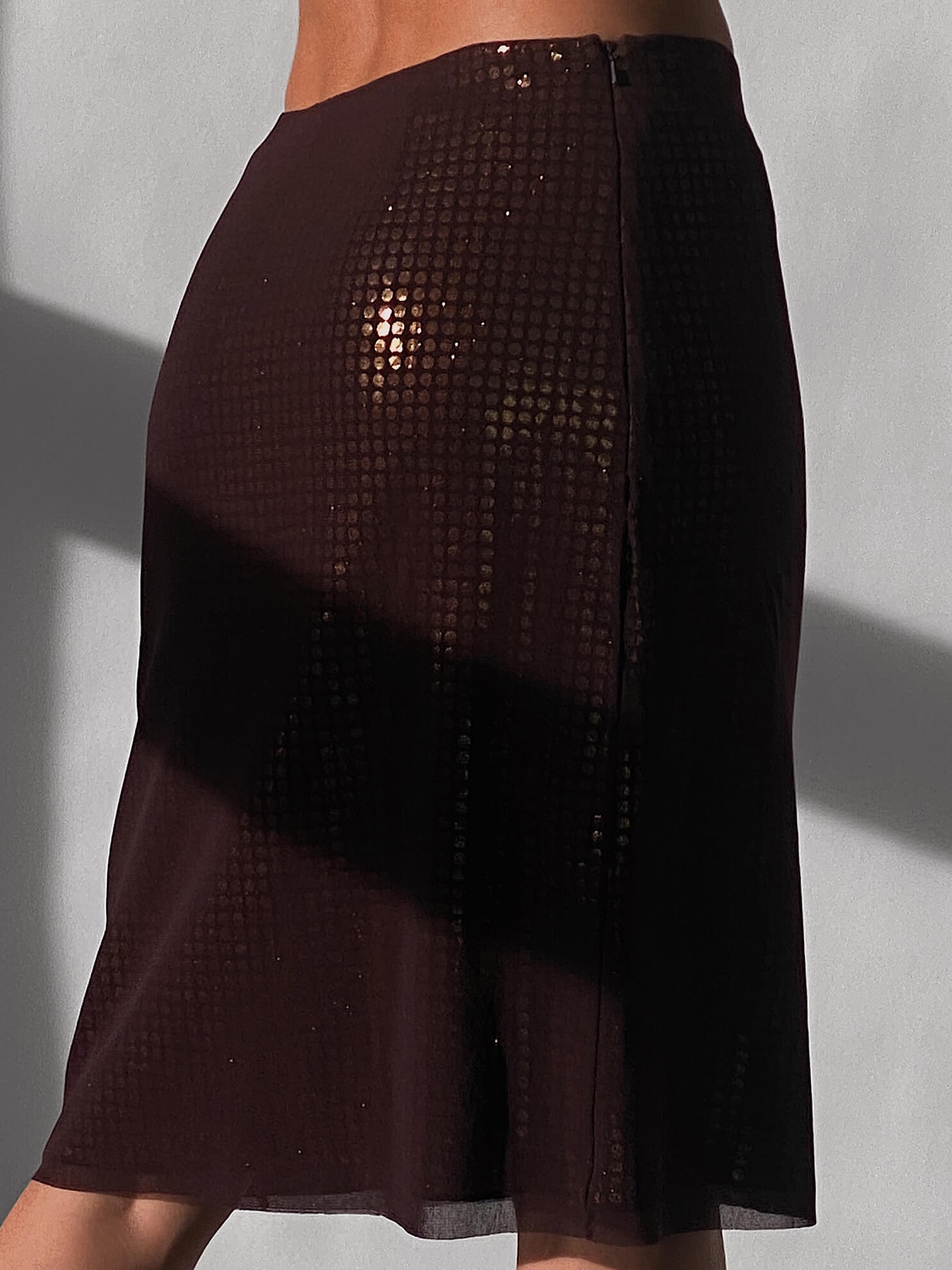 Vintage VIVIENNE TAM Mesh Sequin Midi Skirt | S